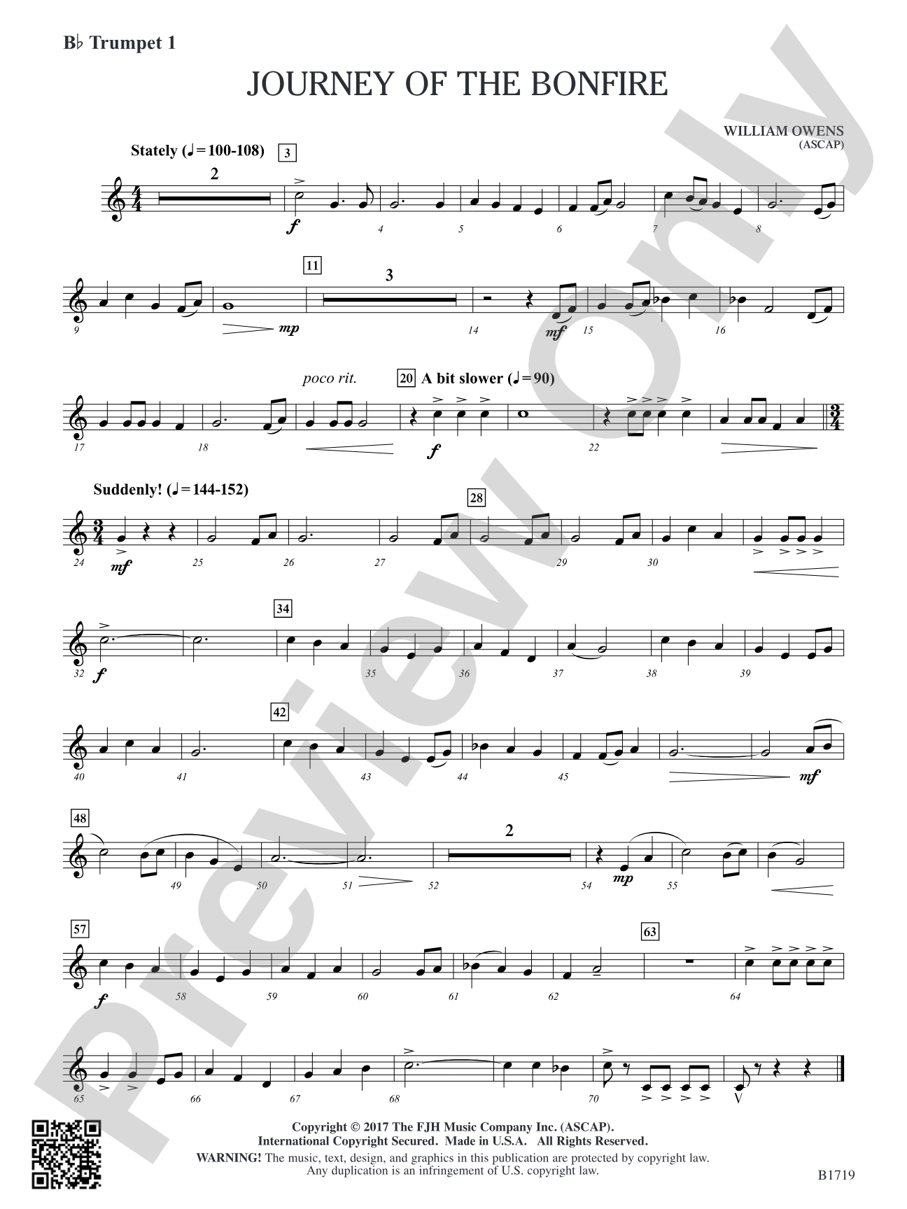 Journey of the Bonfire: B-flat Trumpet 1