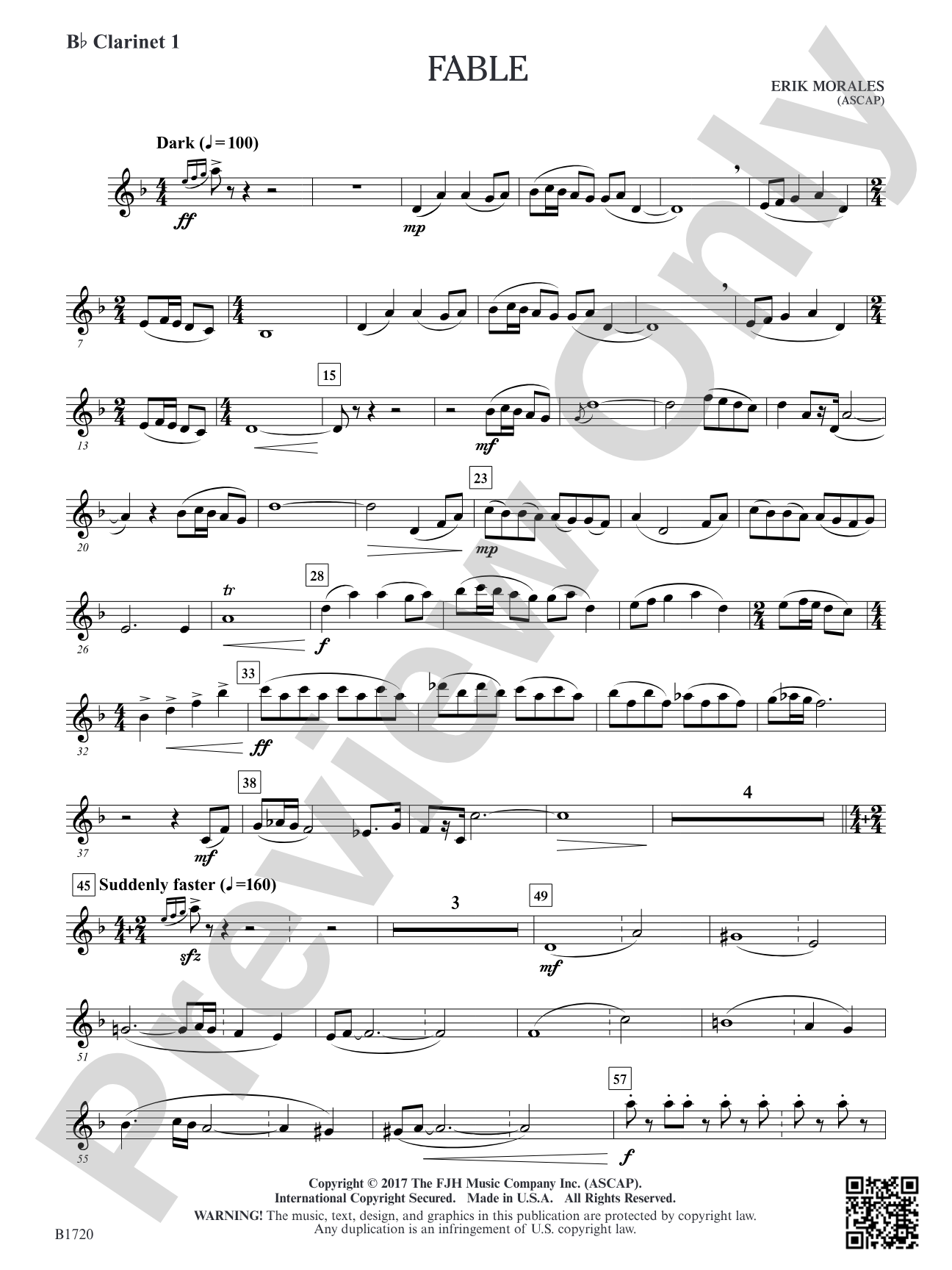 Fable: B-flat Clarinet 1