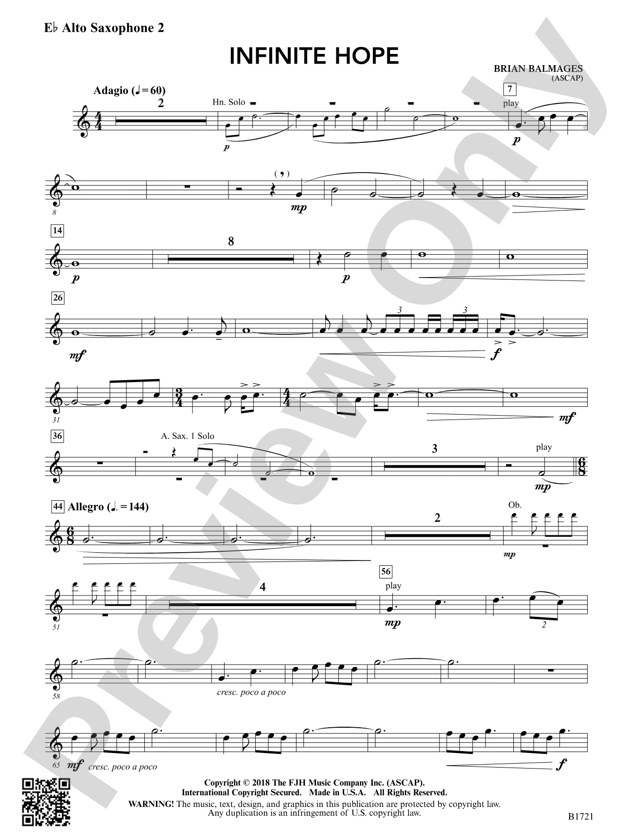 Infinite Hope: E-flat Alto Saxophone 2