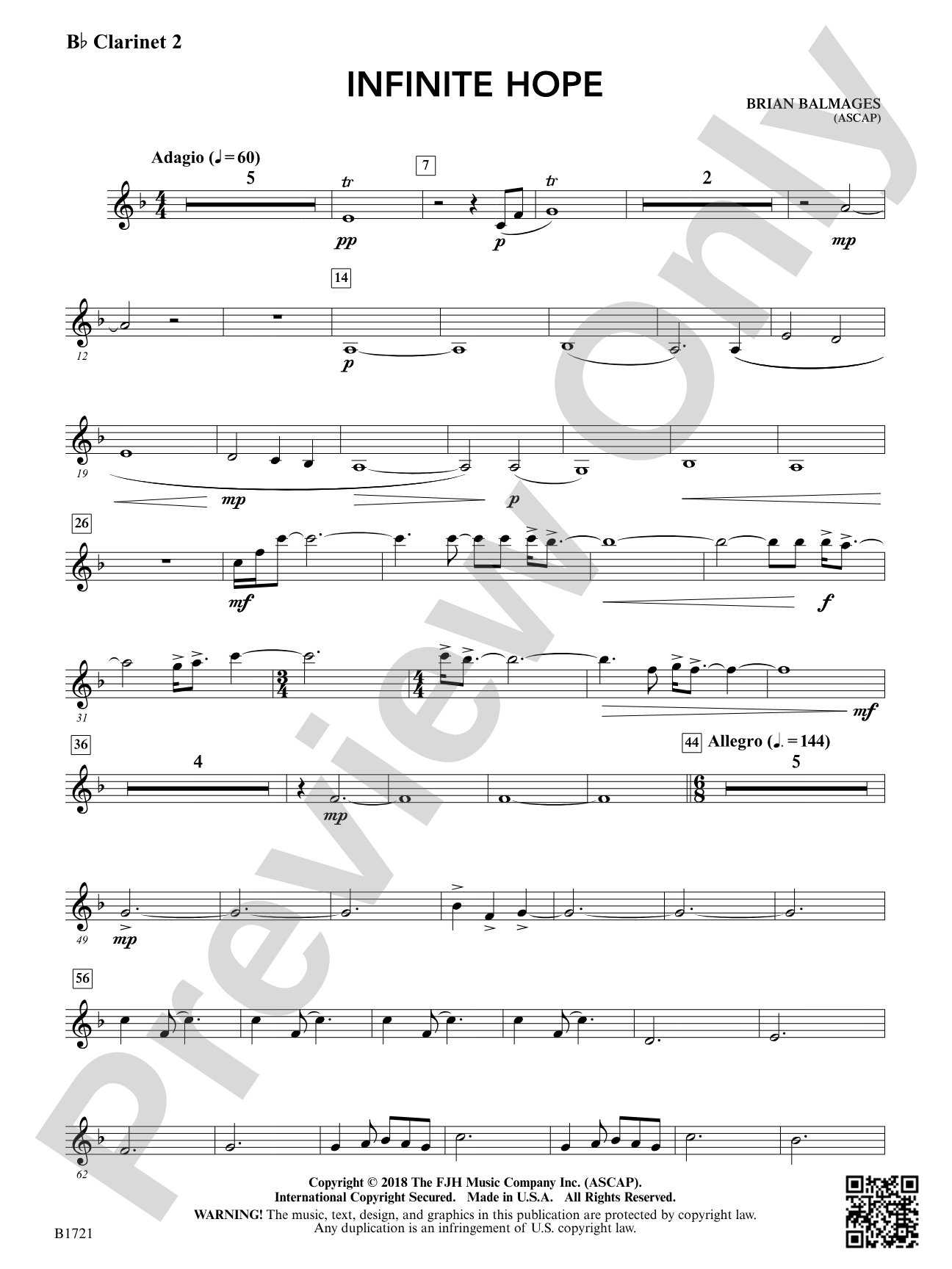 Infinite Hope: B-flat Clarinet 2