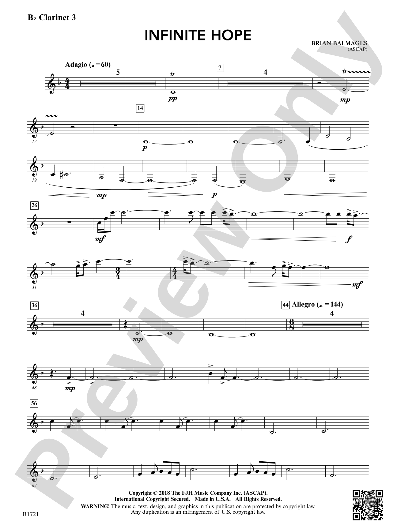 Infinite Hope: B-flat Clarinet 3