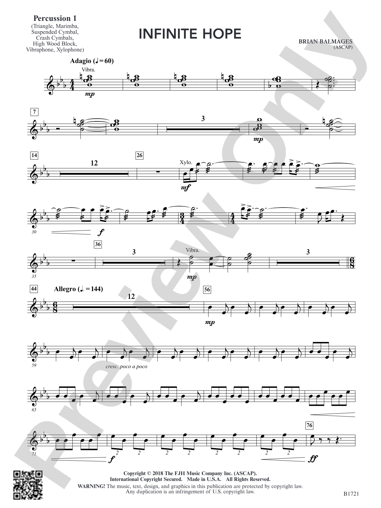 Infinite Hope: Percussion 1