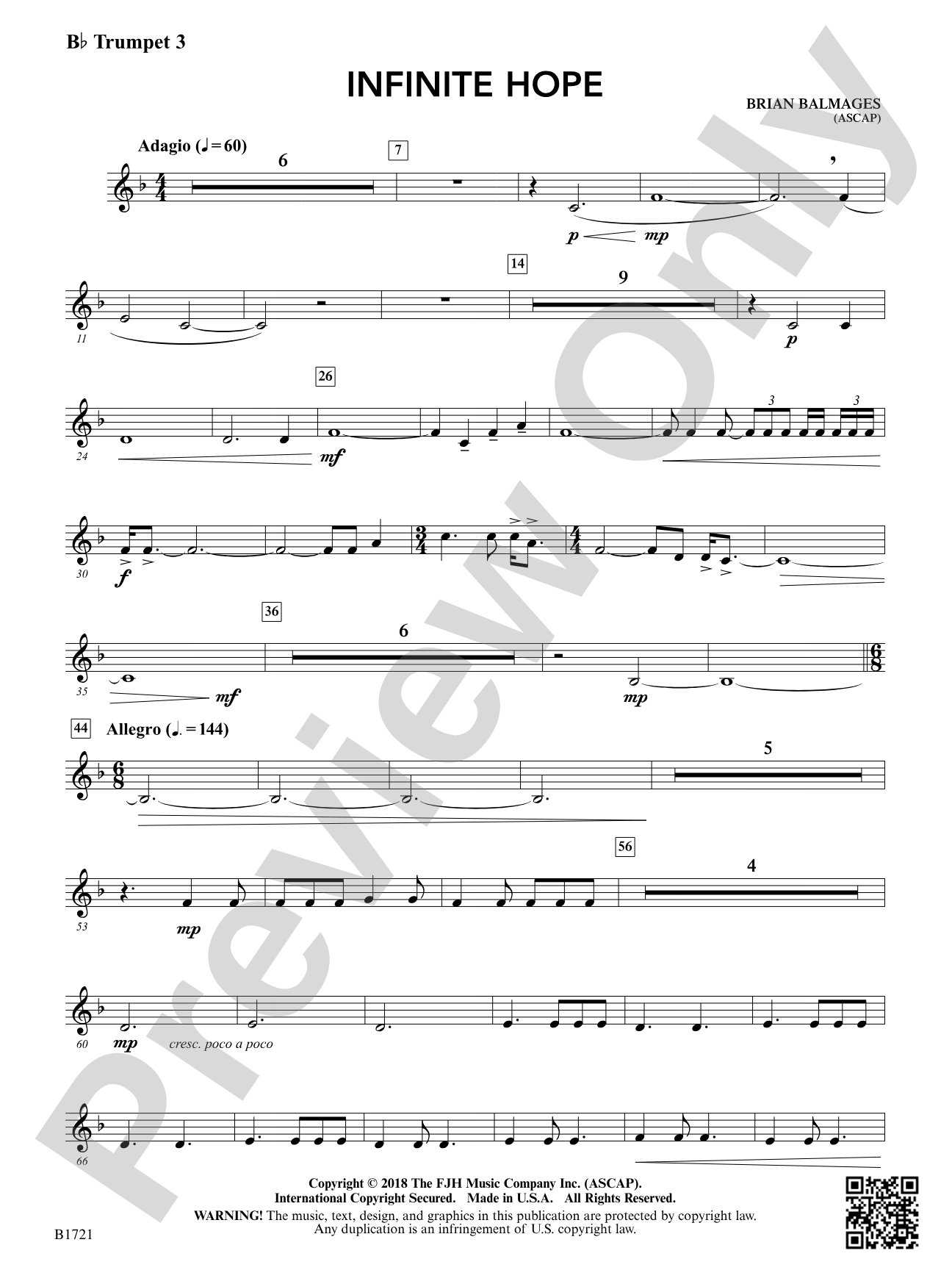 Infinite Hope: B-flat Trumpet 3