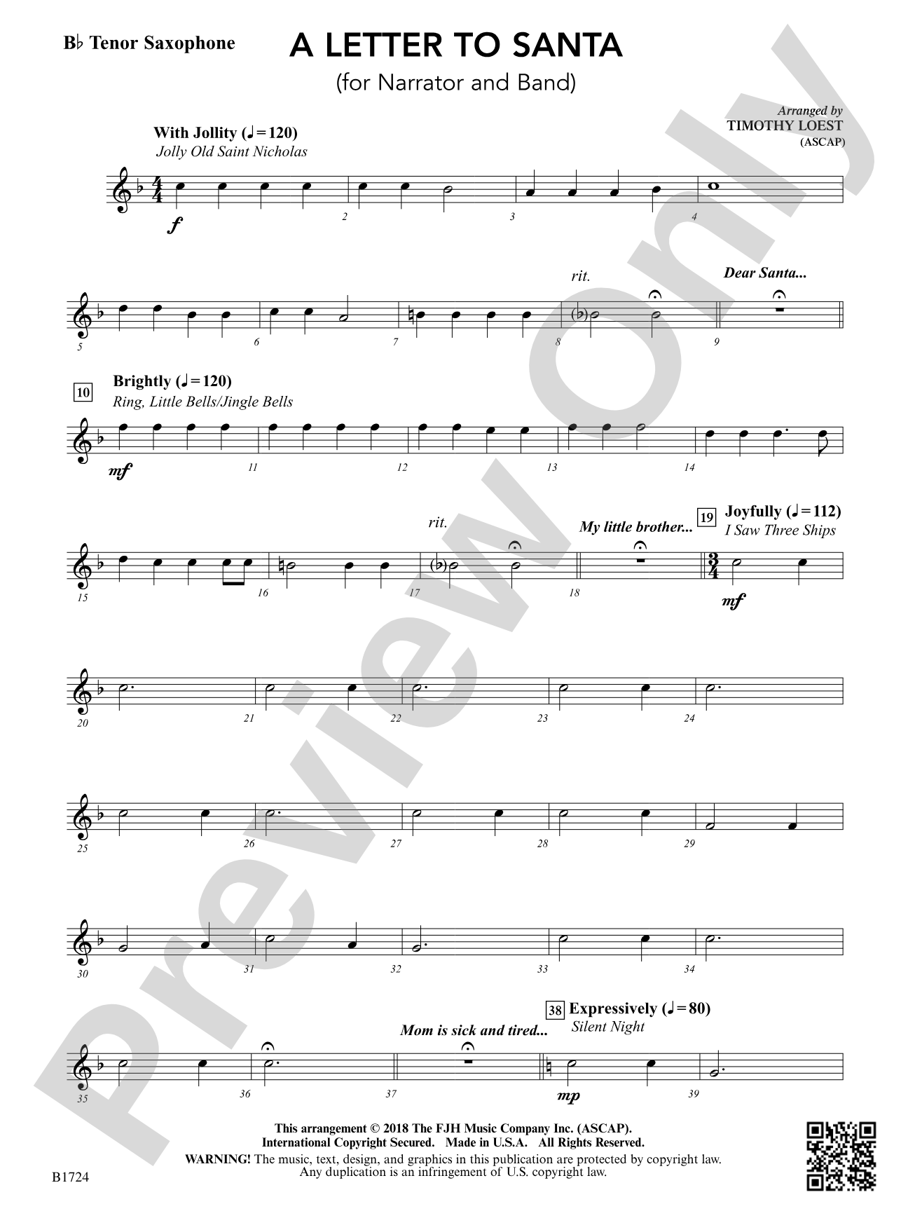 A Letter to Santa: B-flat Tenor Saxophone