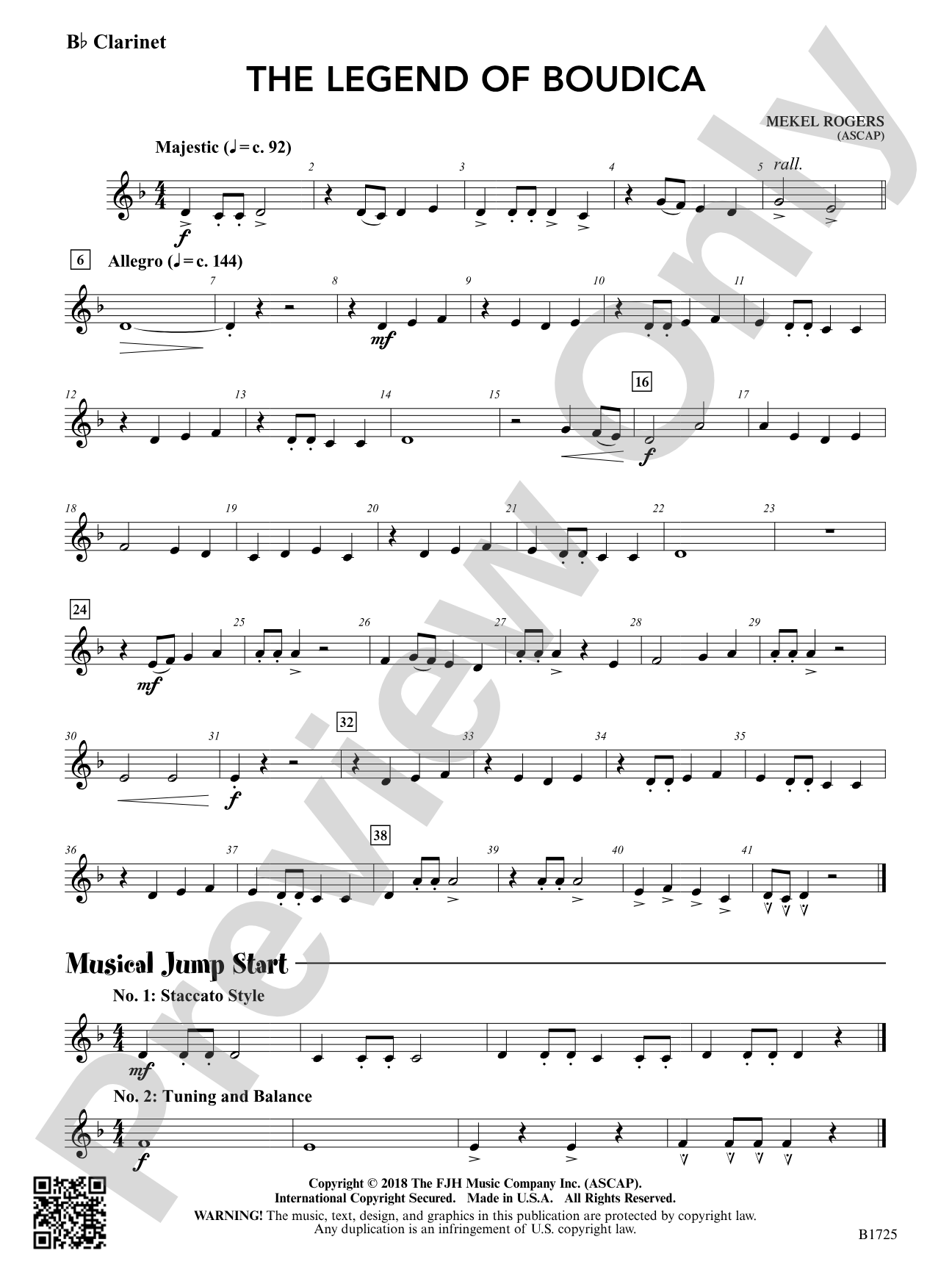 The Legend of Boudica: B-flat Clarinet