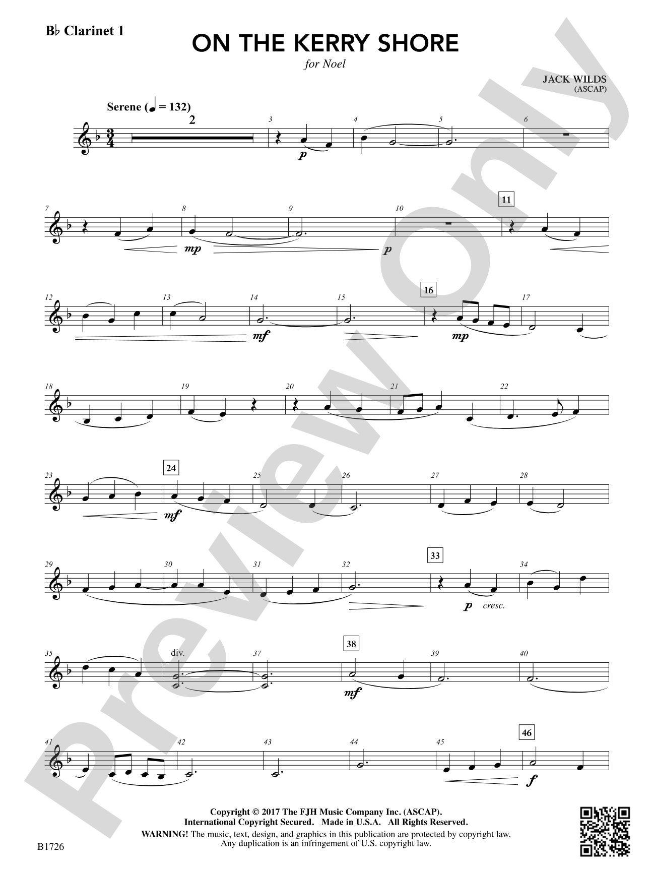 On the Kerry Shore: B-flat Clarinet 1