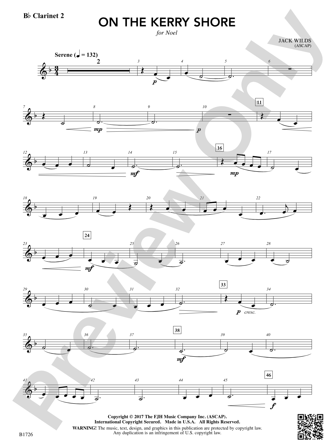 On the Kerry Shore: B-flat Clarinet 2