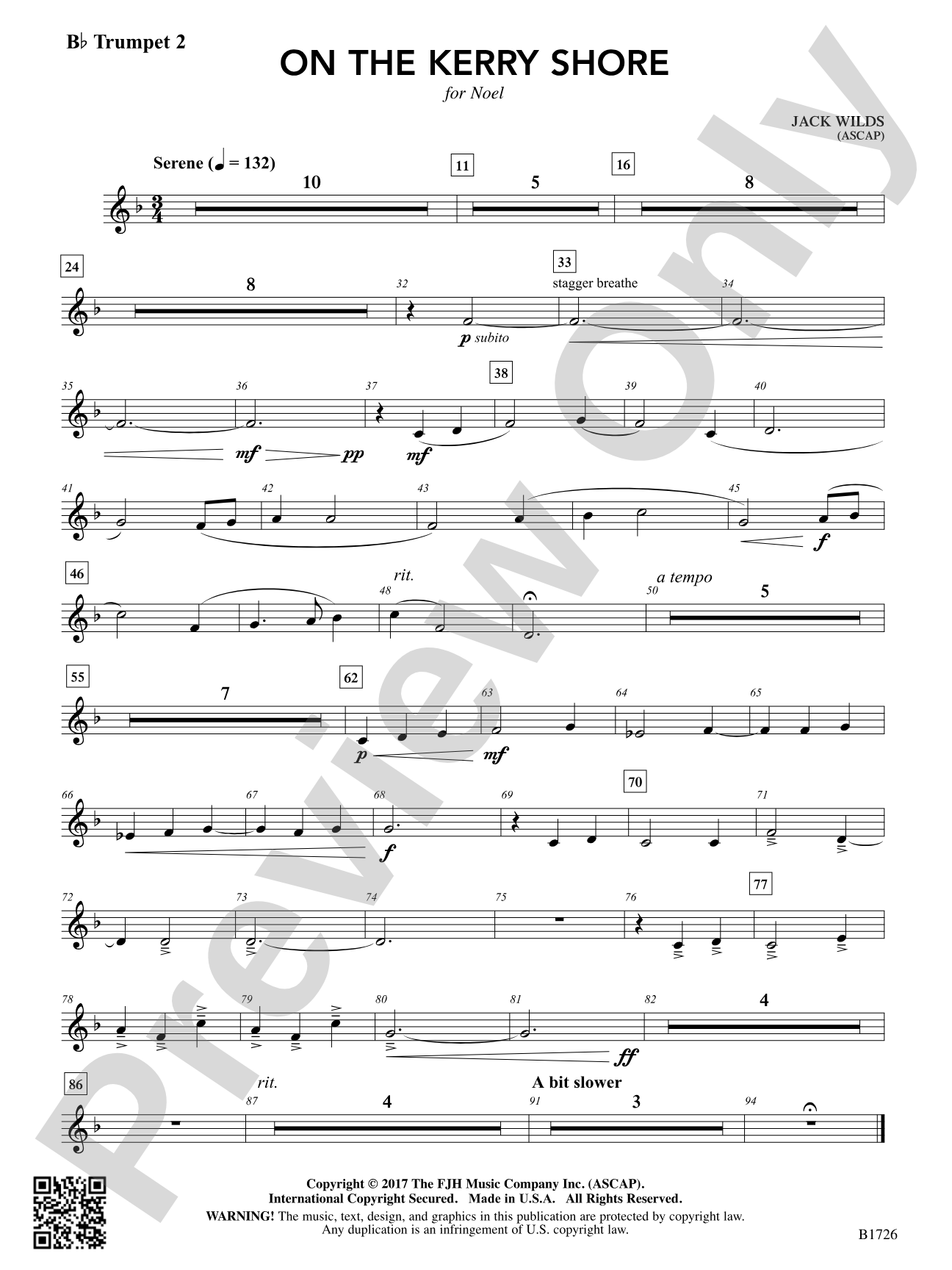 On the Kerry Shore: B-flat Trumpet 2