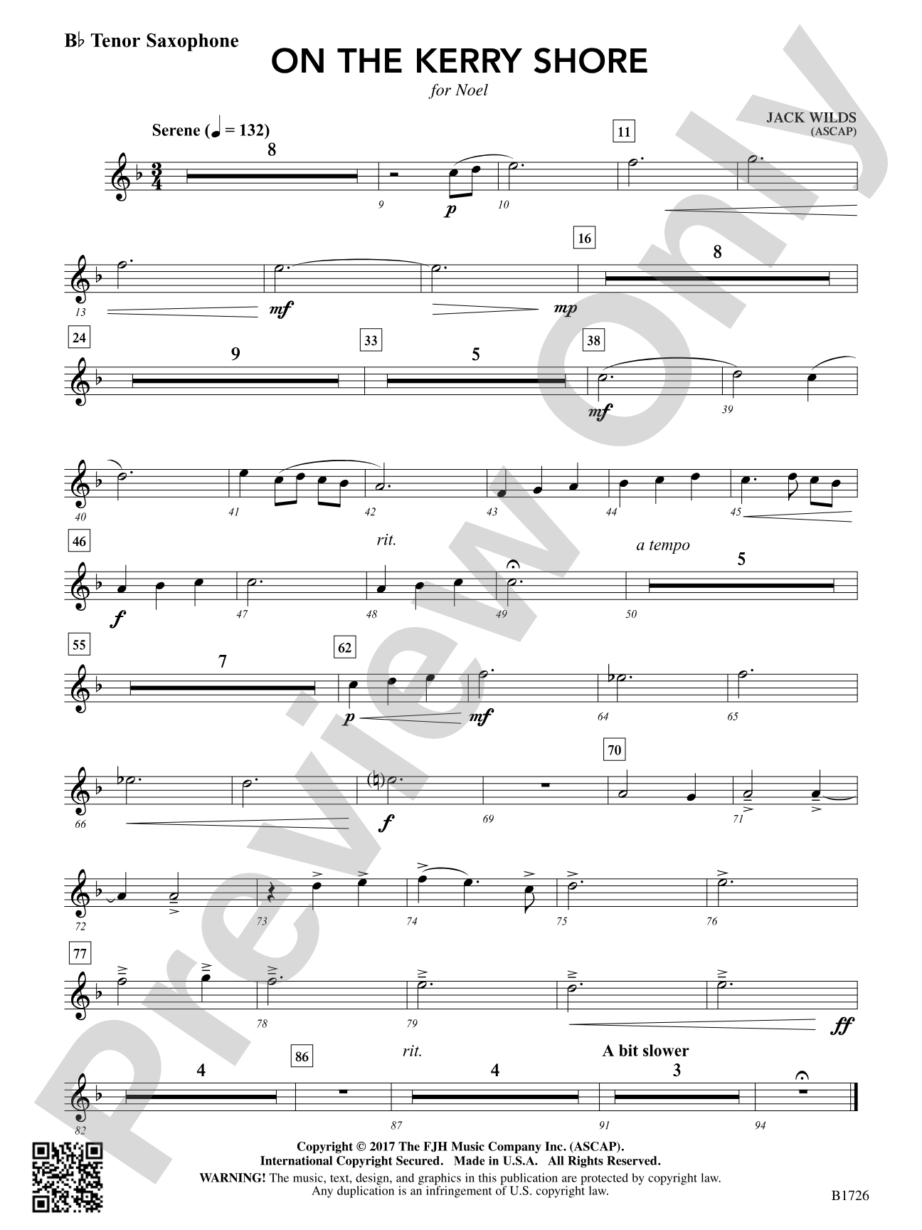 On the Kerry Shore: B-flat Tenor Saxophone