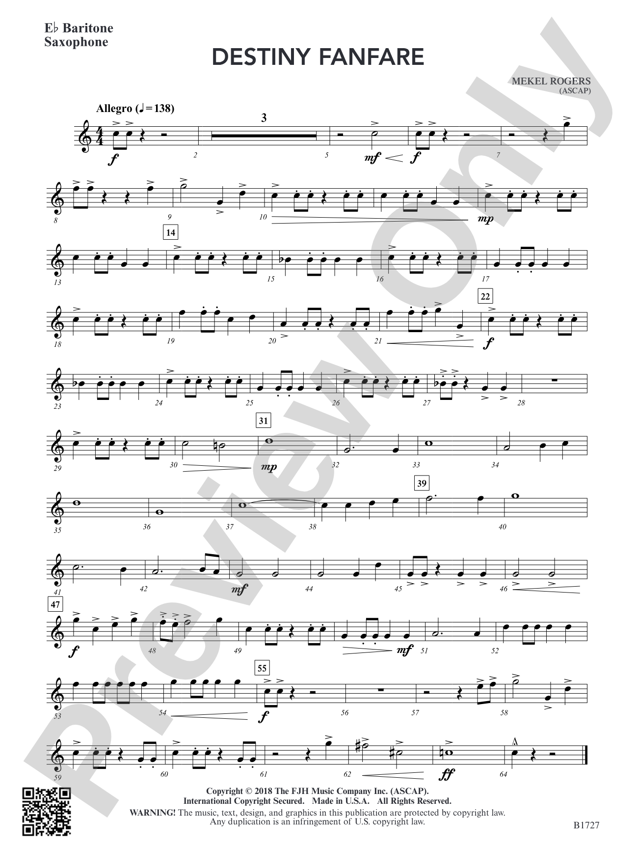 Destiny Fanfare: E-flat Baritone Saxophone