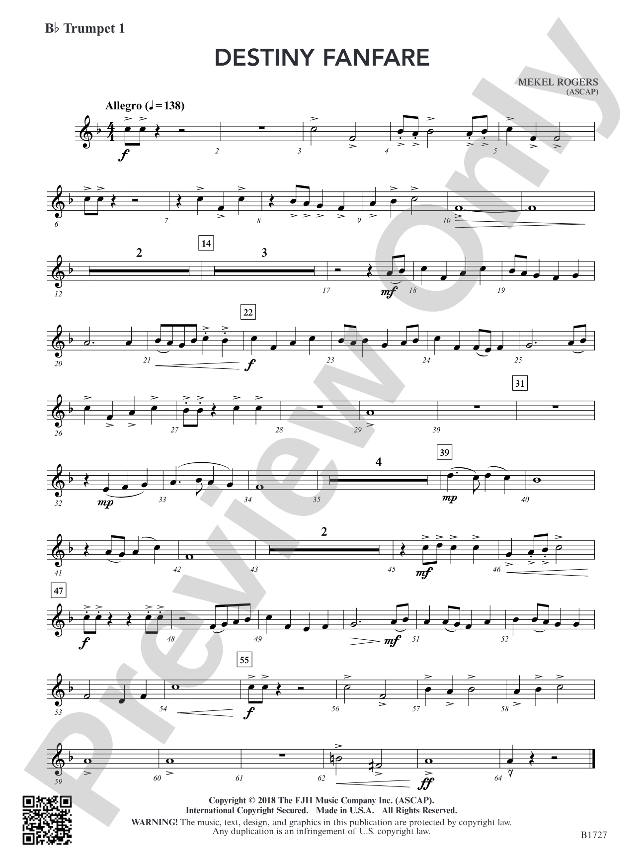 Destiny Fanfare: B-flat Trumpet 1