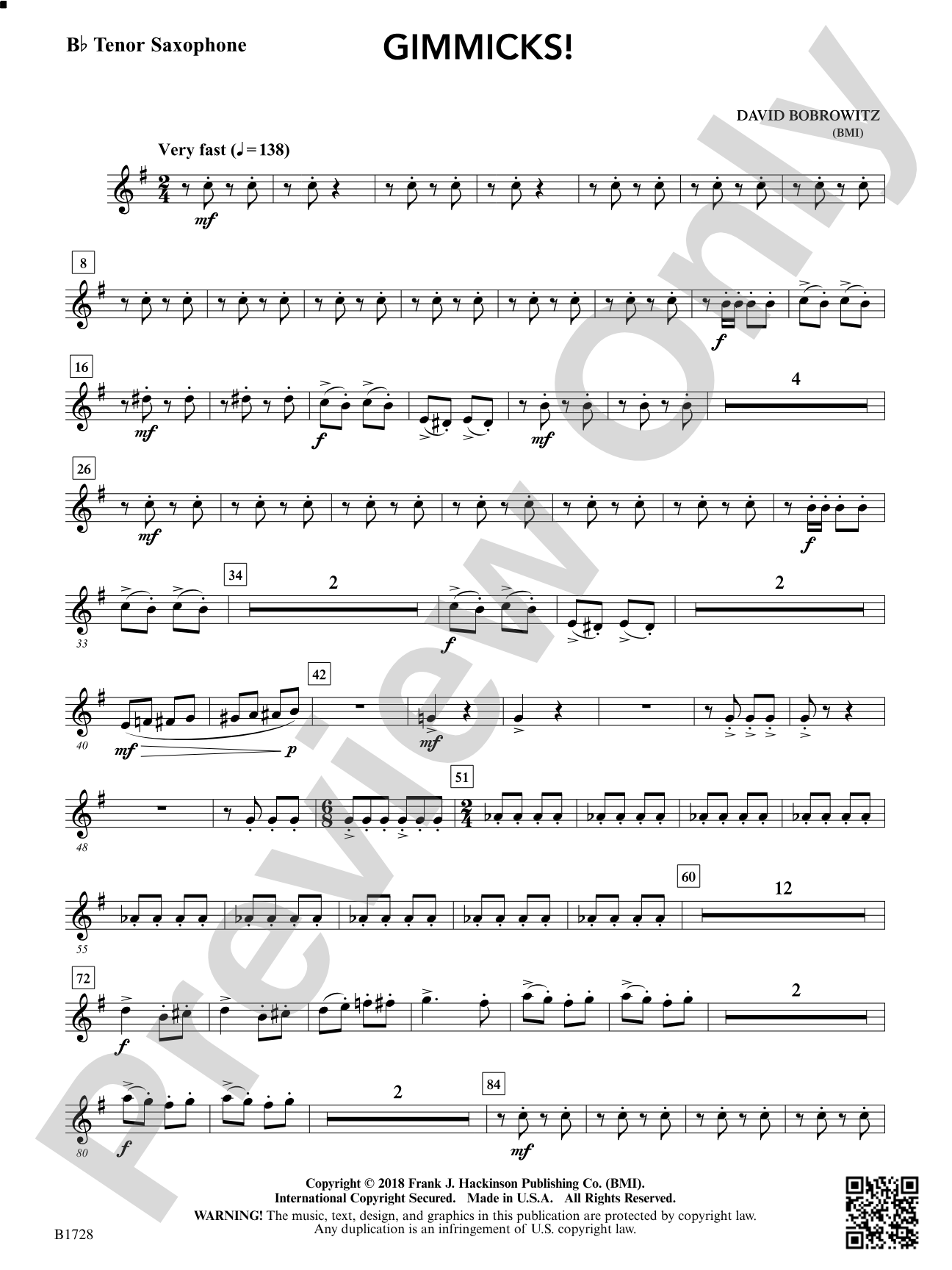 Gimmicks: B-flat Tenor Saxophone