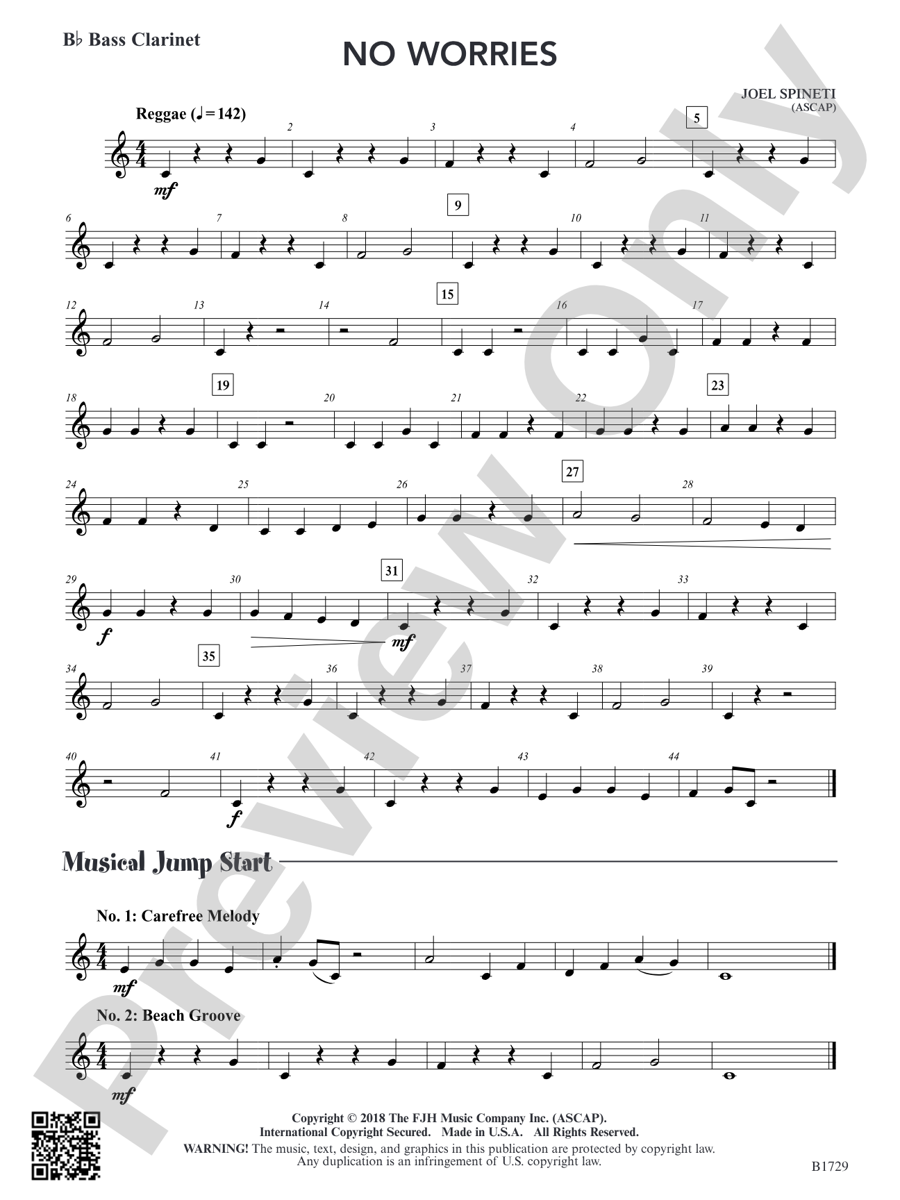 No Worries: B-flat Bass Clarinet