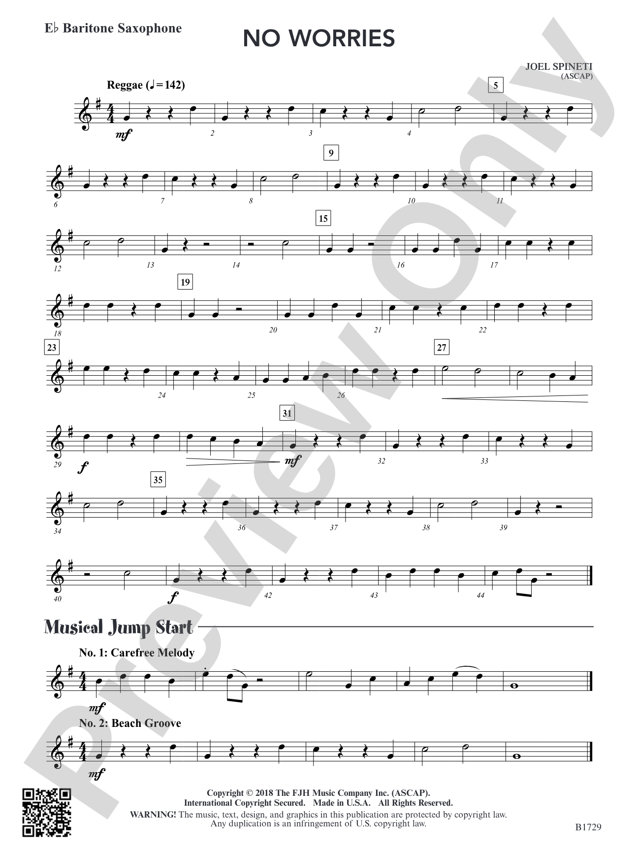 No Worries: E-flat Baritone Saxophone