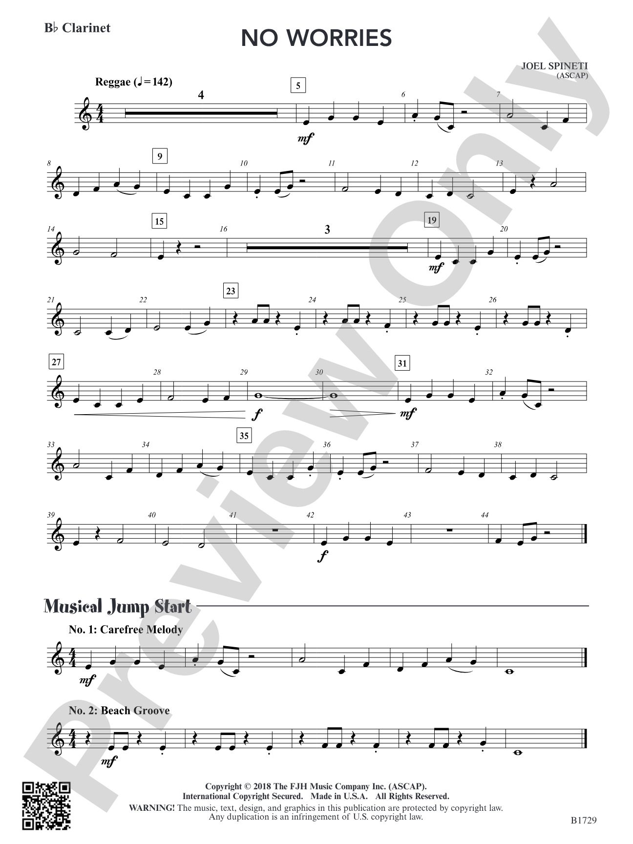 No Worries: B-flat Clarinet