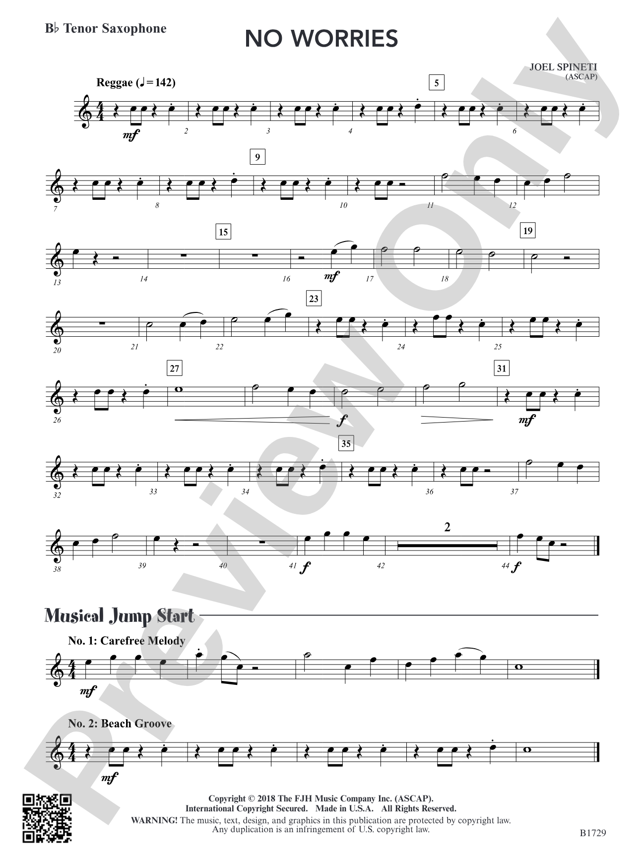 No Worries: B-flat Tenor Saxophone