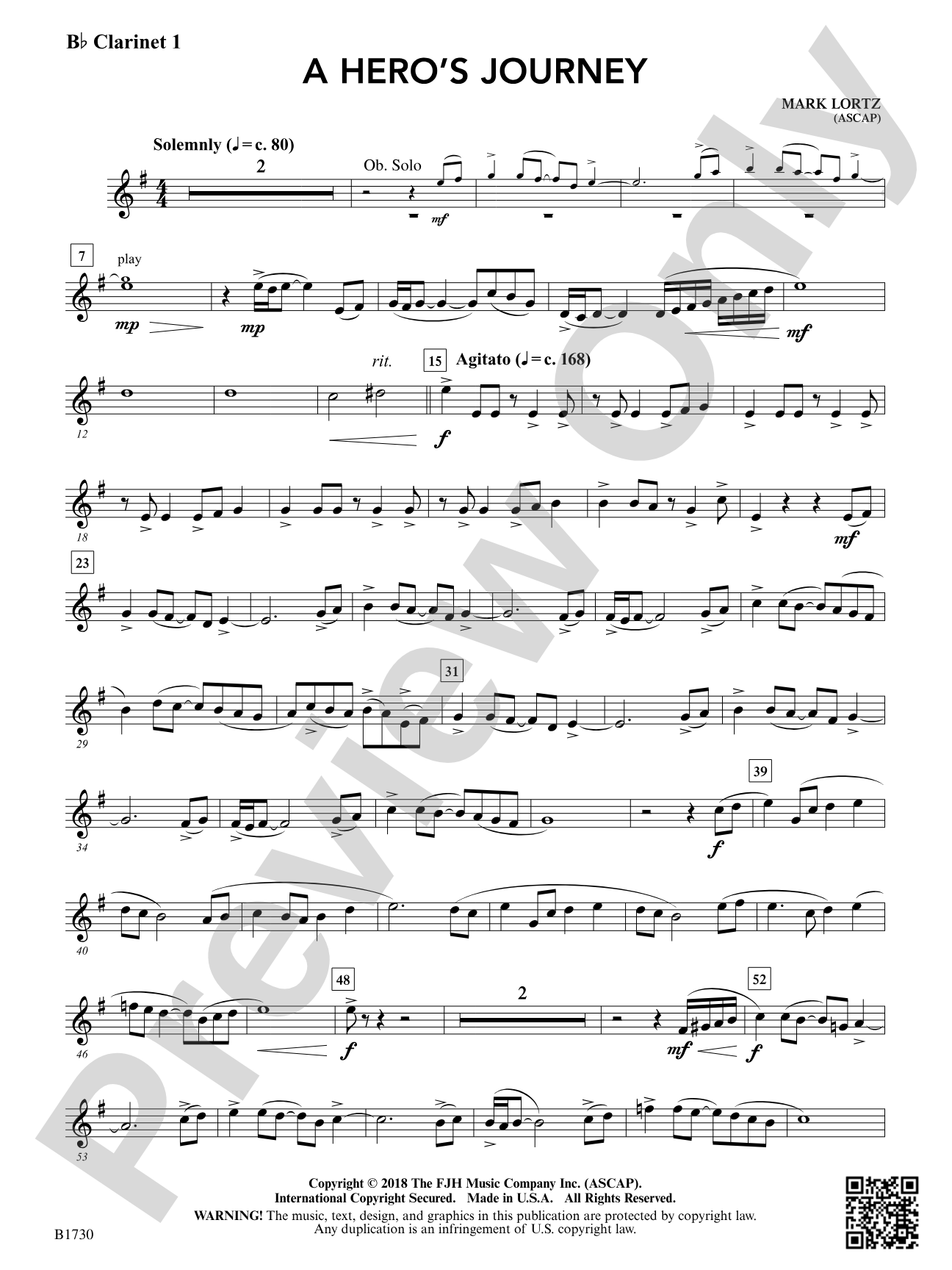 A Hero's Journey: B-flat Clarinet 1