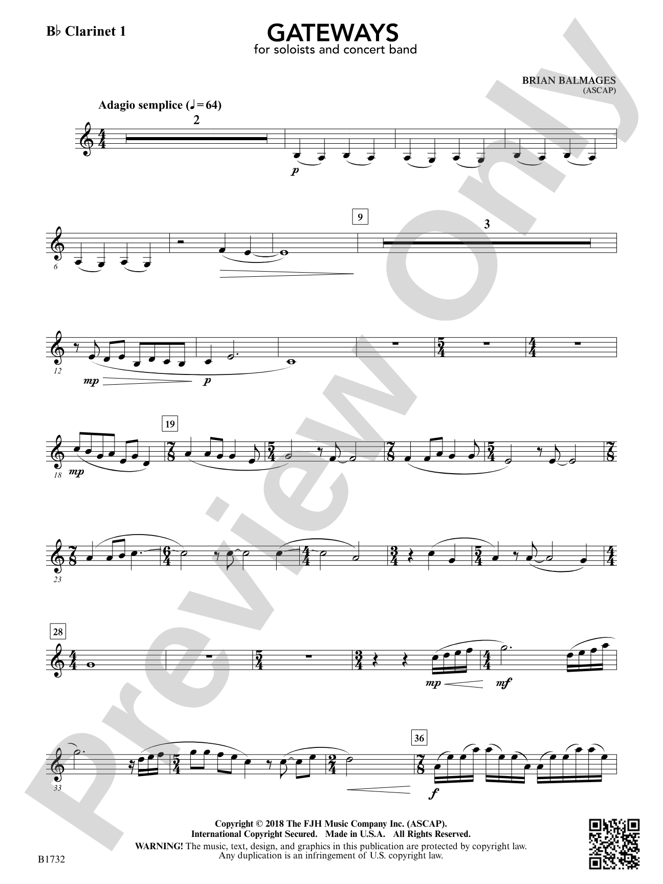 Gateways: B-flat Clarinet 1