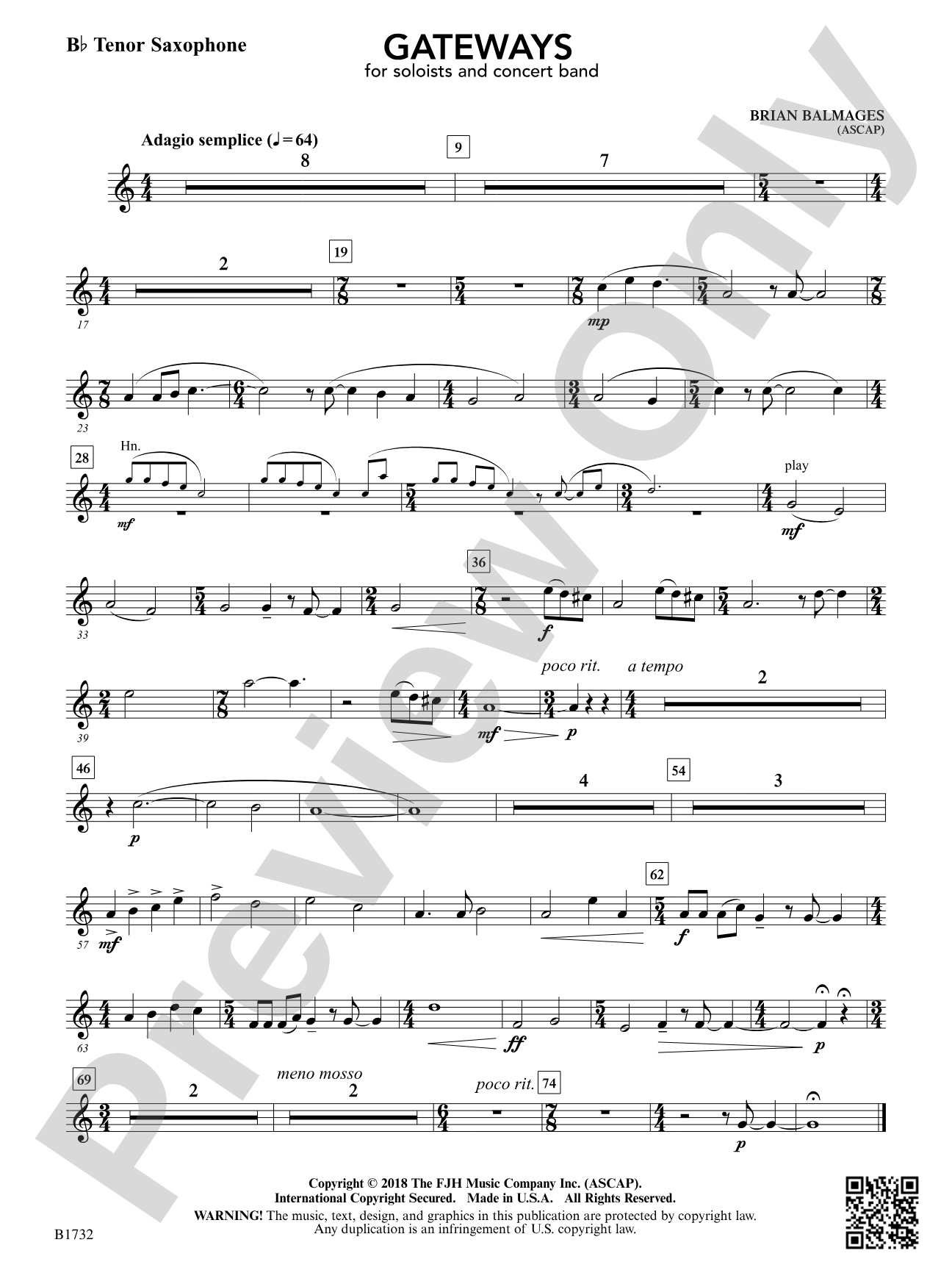 Gateways: B-flat Tenor Saxophone