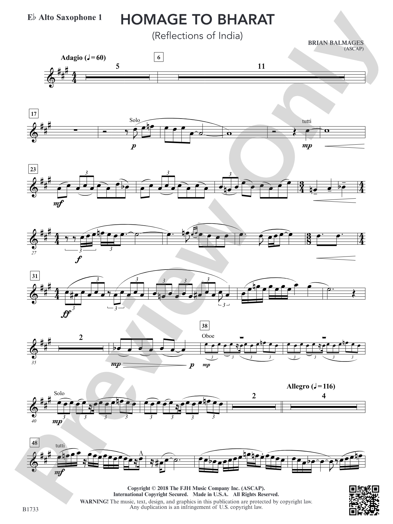Homage to Bharat: E-flat Alto Saxophone 1