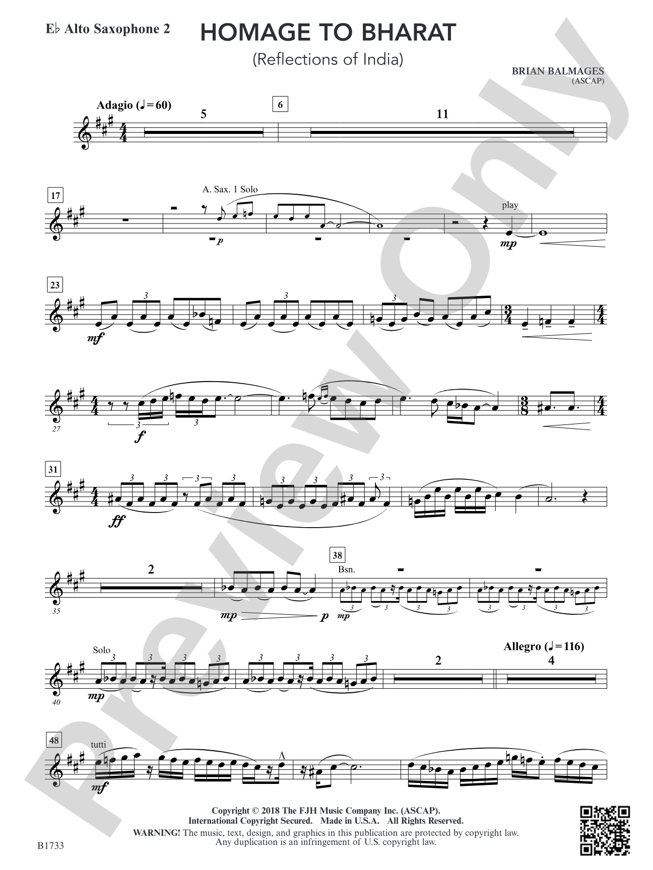 Homage to Bharat: E-flat Alto Saxophone 2