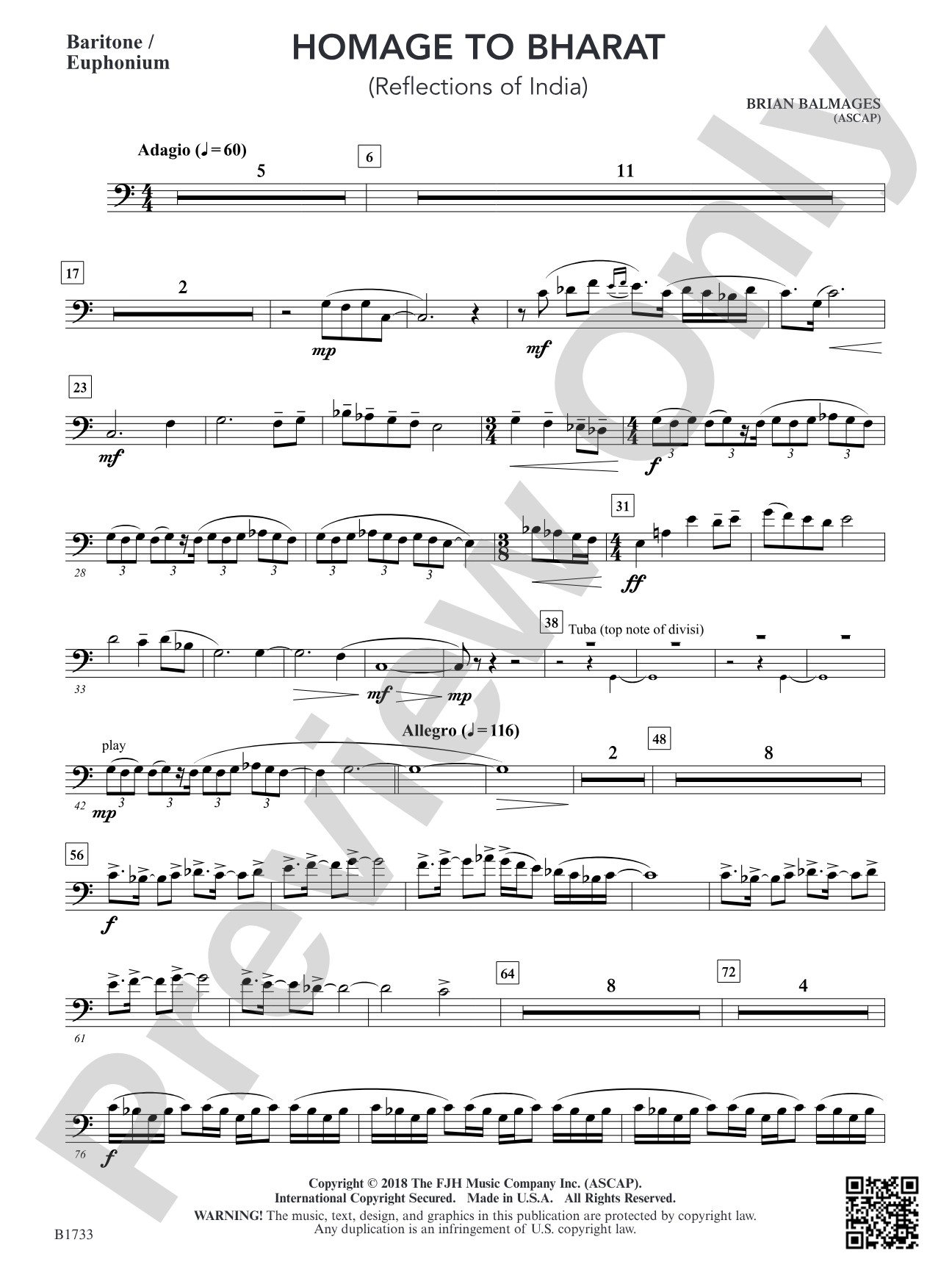 Homage to Bharat: Baritone / Euphonium