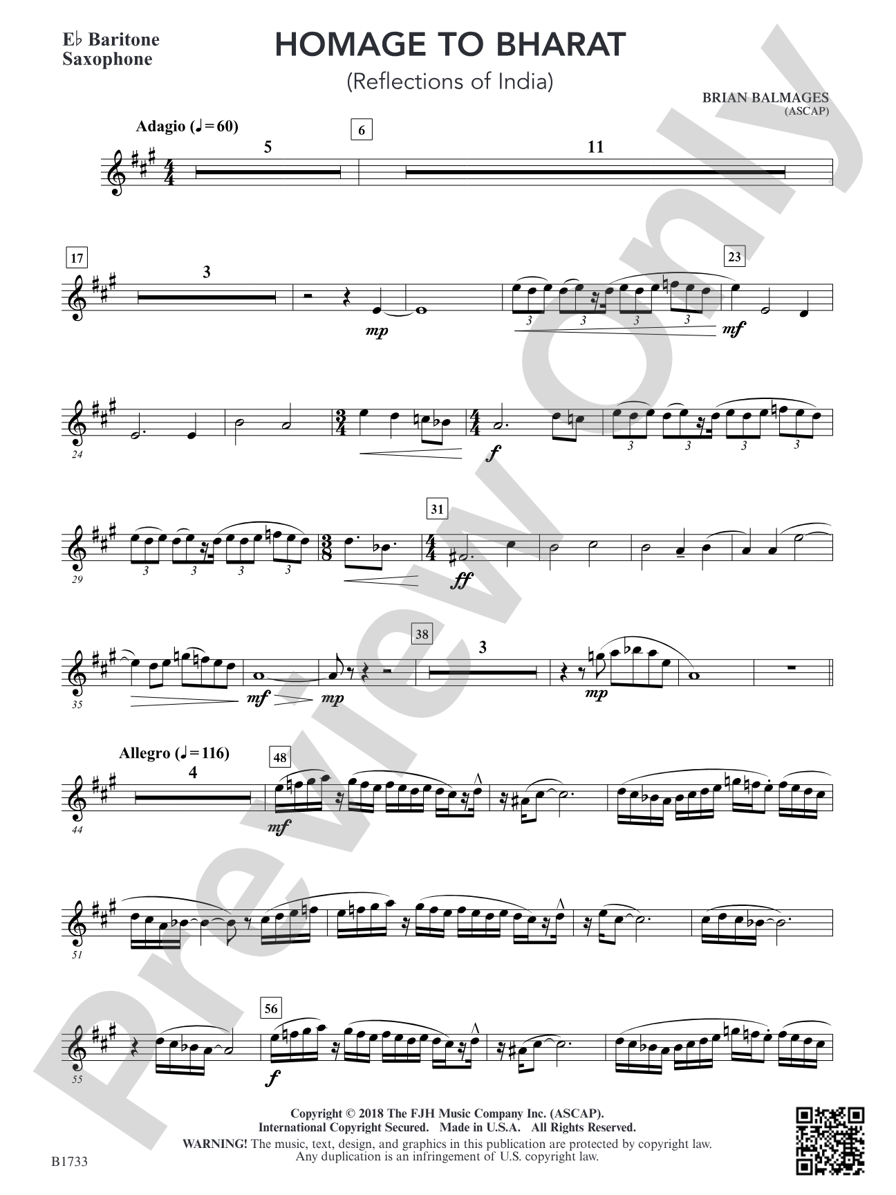 Homage to Bharat: E-flat Baritone Saxophone