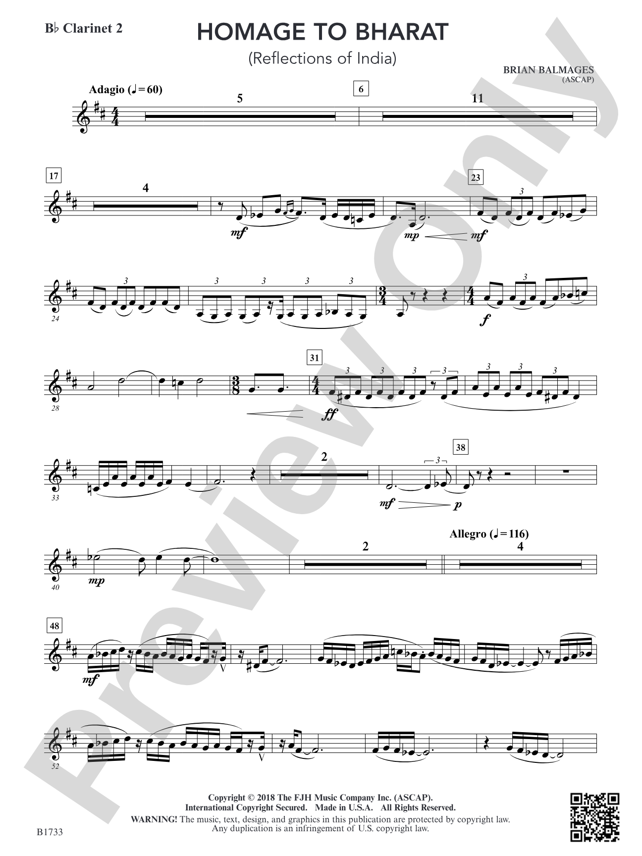 Homage to Bharat: B-flat Clarinet 2