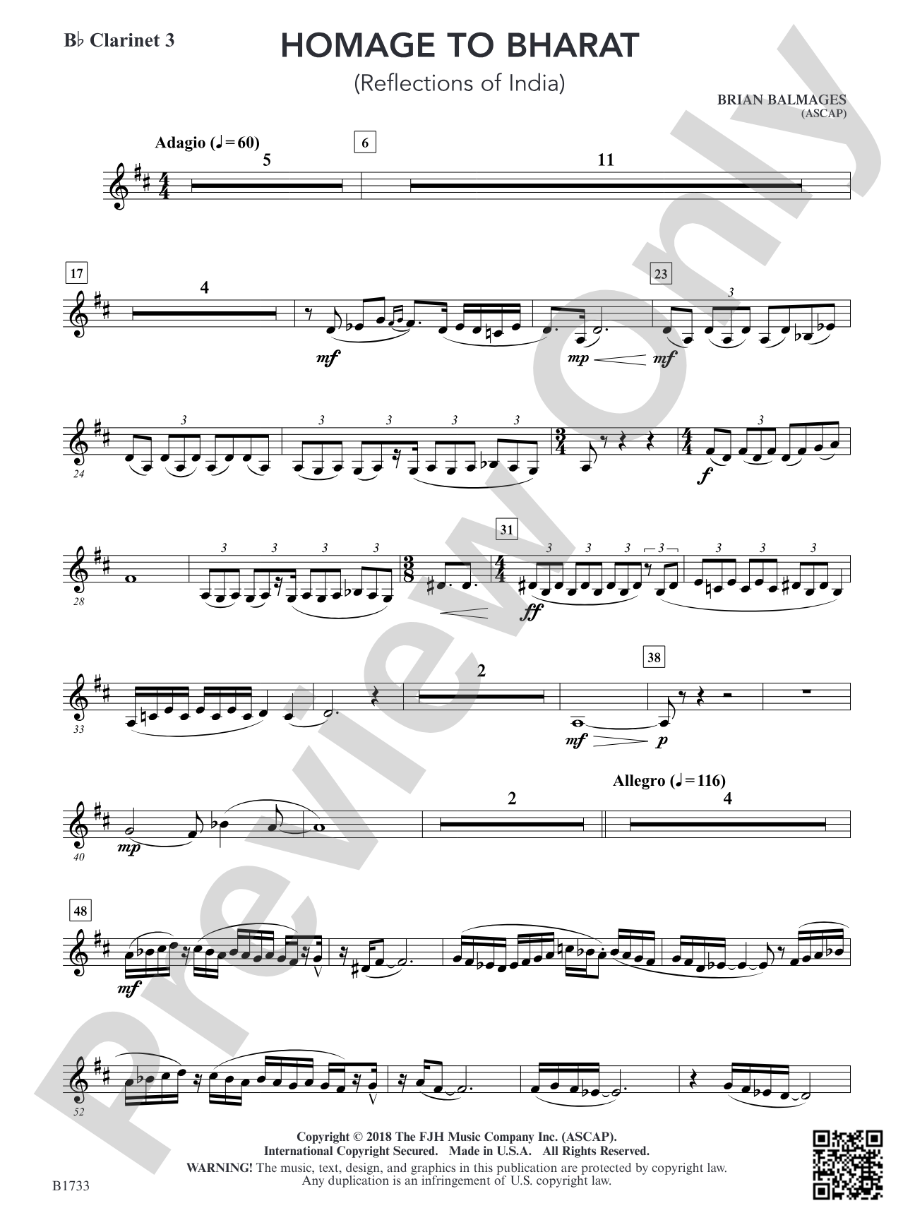 Homage to Bharat: B-flat Clarinet 3