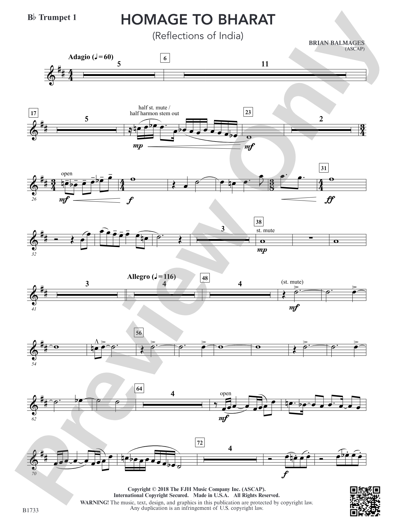 Homage to Bharat: B-flat Trumpet 1