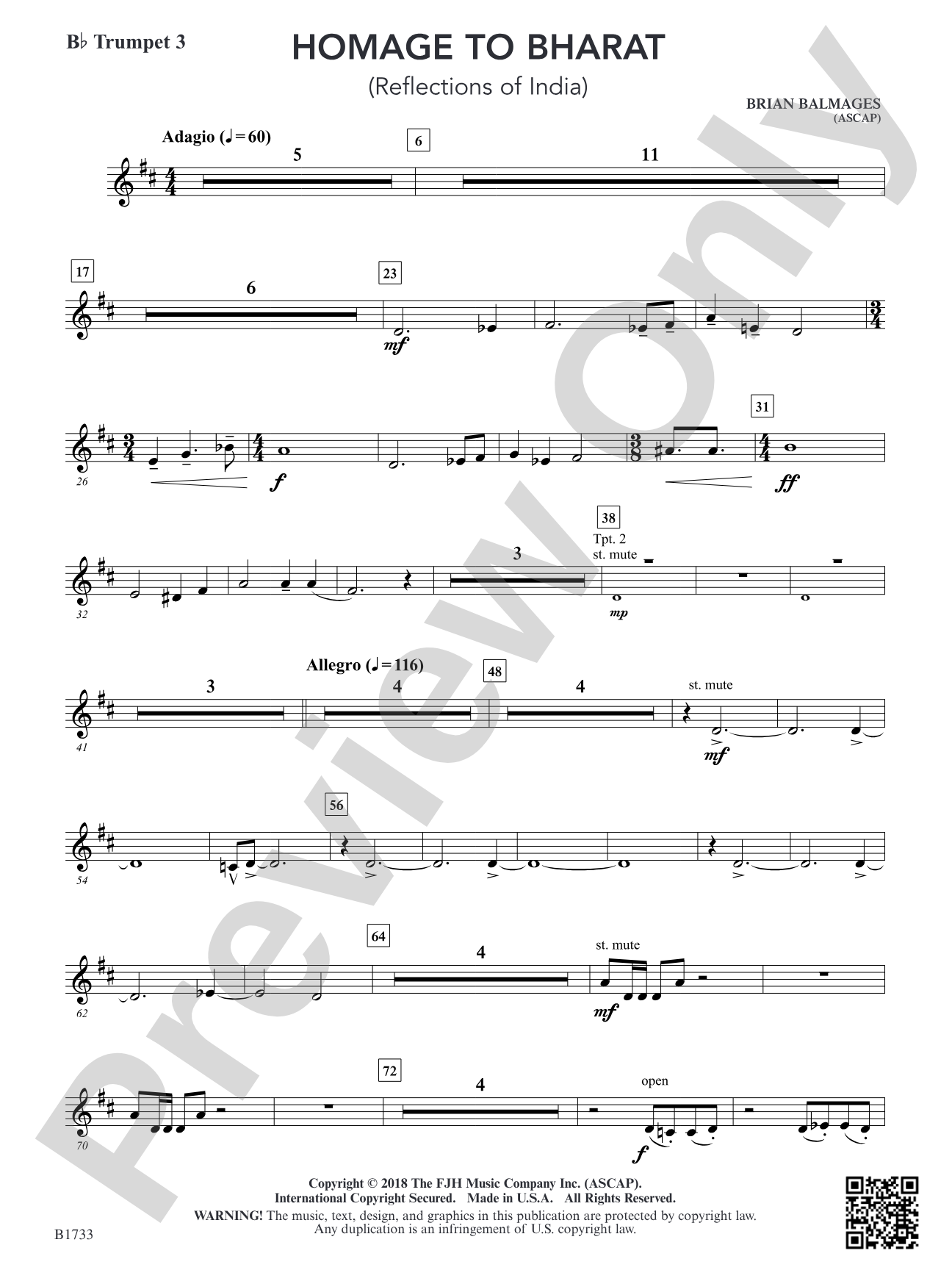 Homage to Bharat: B-flat Trumpet 3