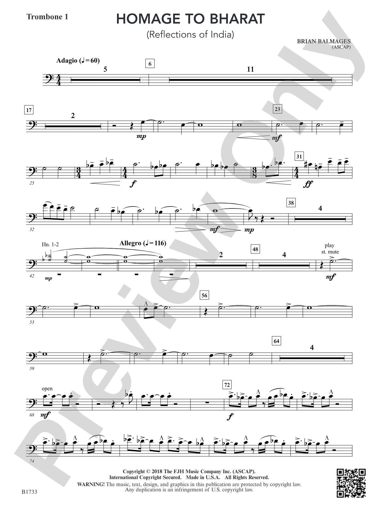Homage to Bharat: Trombone 1
