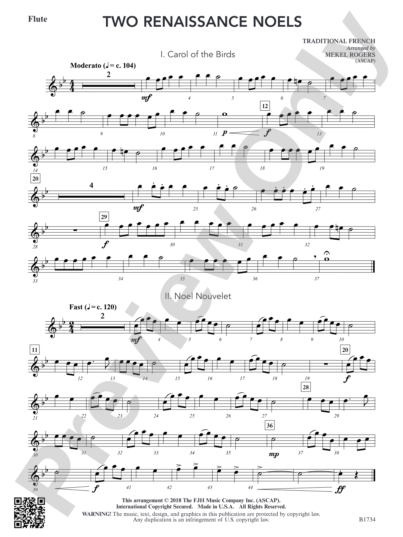 Two Renaissance Noels: Flute