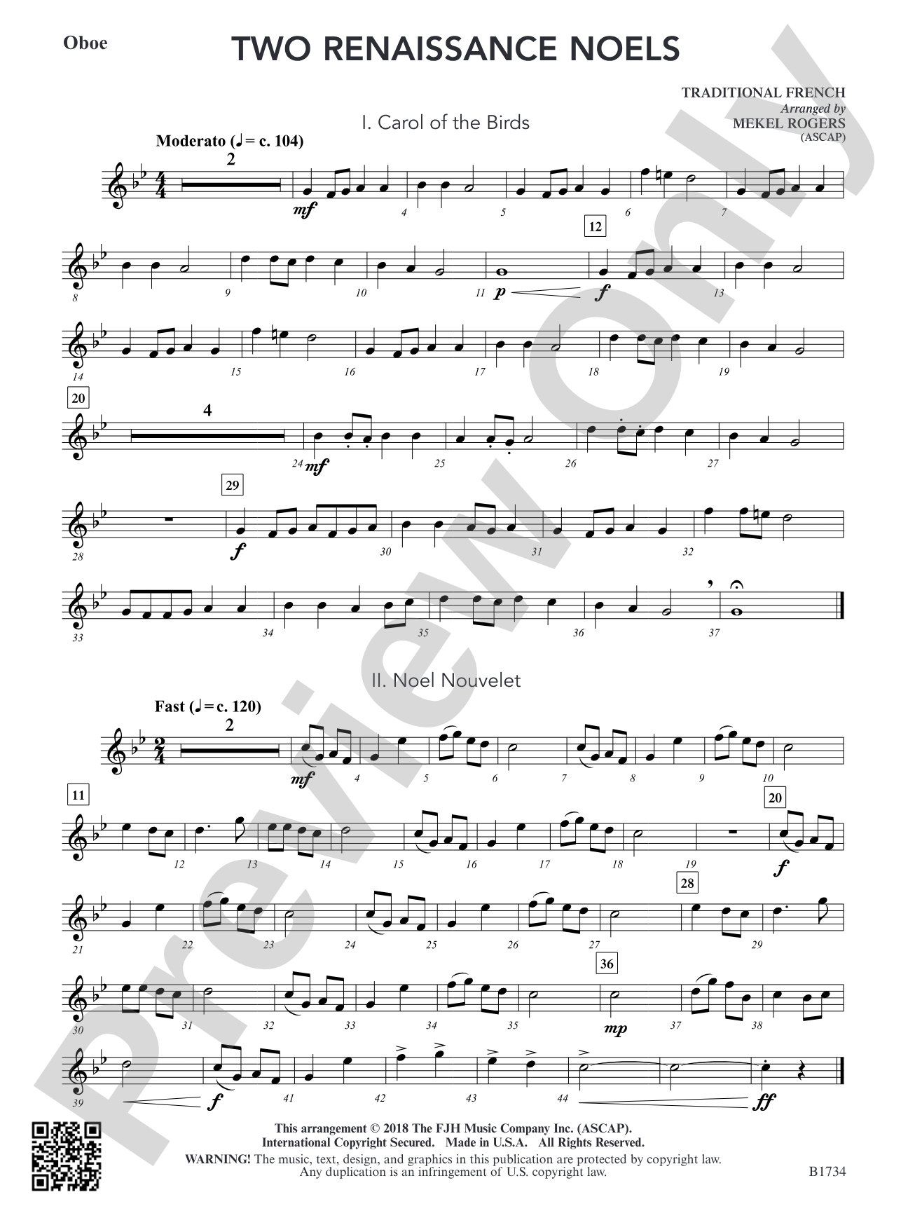 Two Renaissance Noels: Oboe