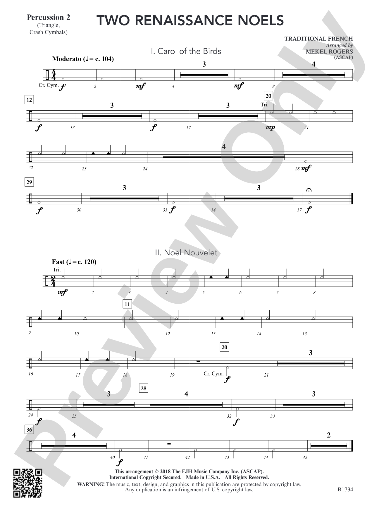 Two Renaissance Noels: Percussion 2