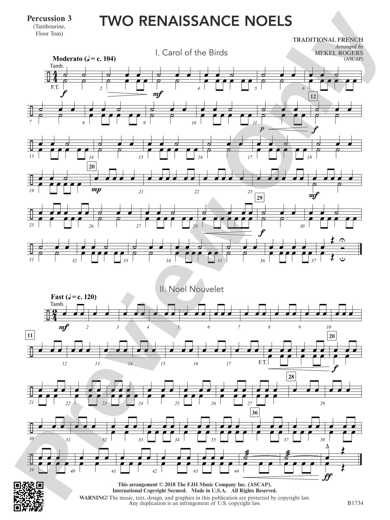 Two Renaissance Noels: Percussion 3
