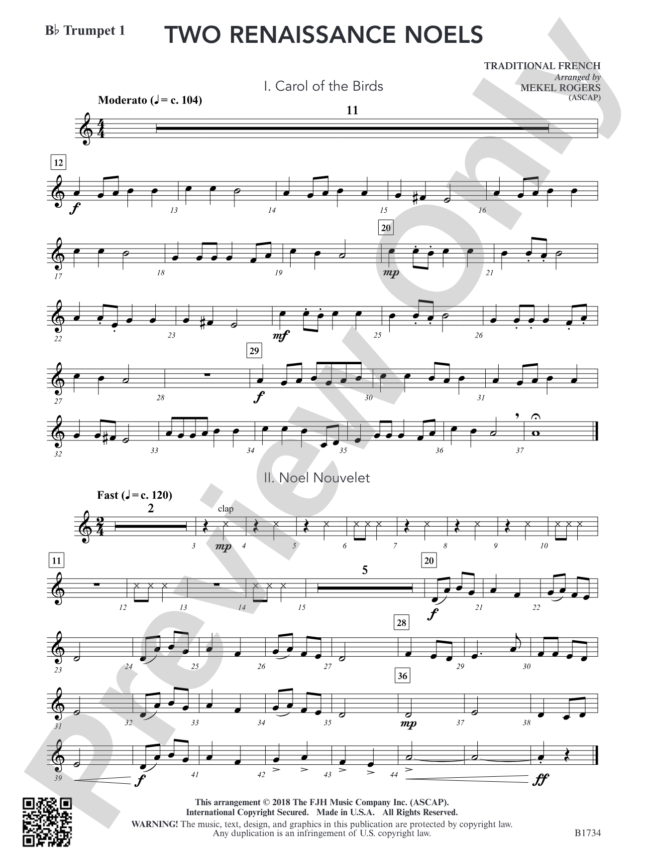 Two Renaissance Noels: B-flat Trumpet 1