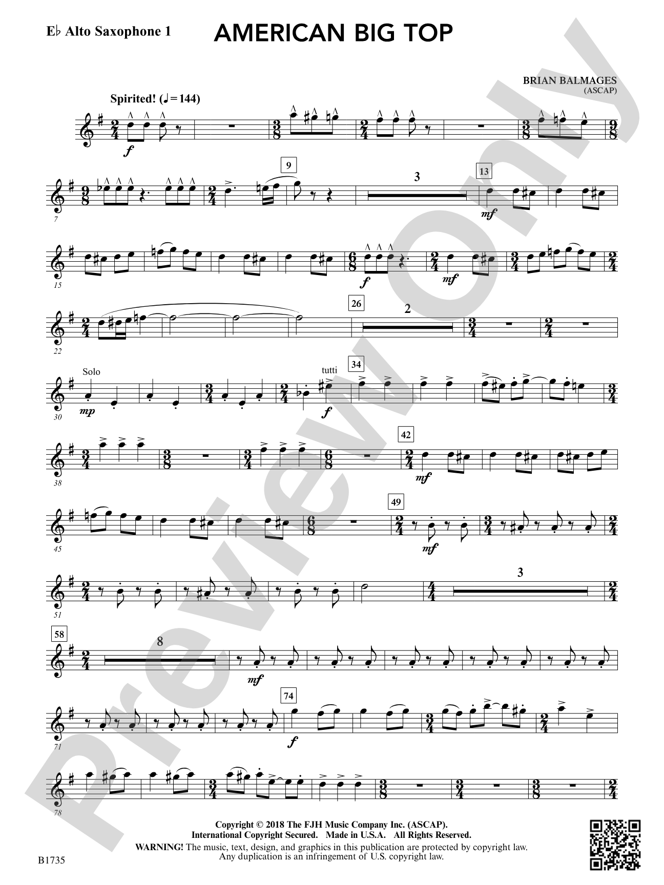 American Big Top: E-flat Alto Saxophone 1