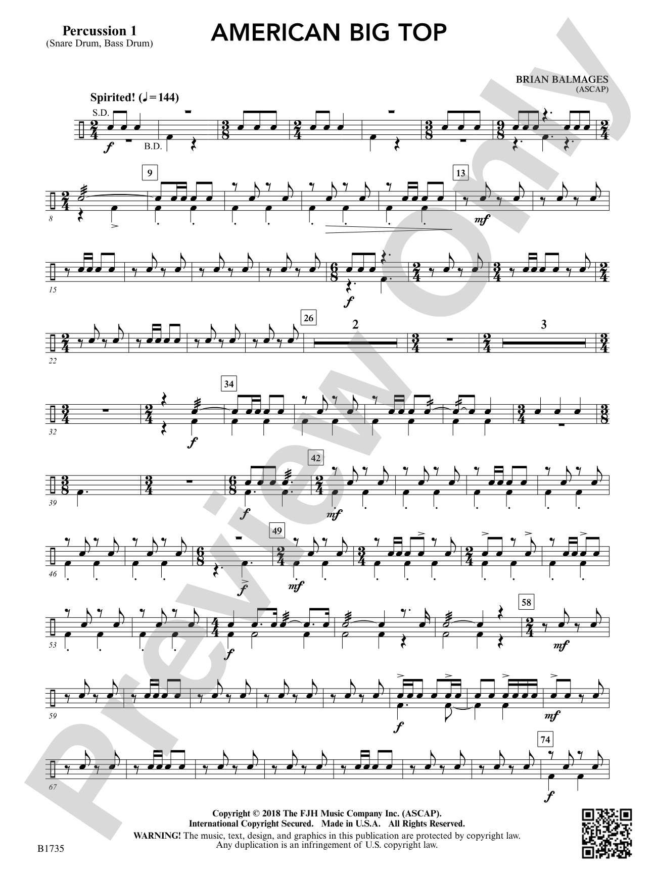American Big Top: Percussion 1