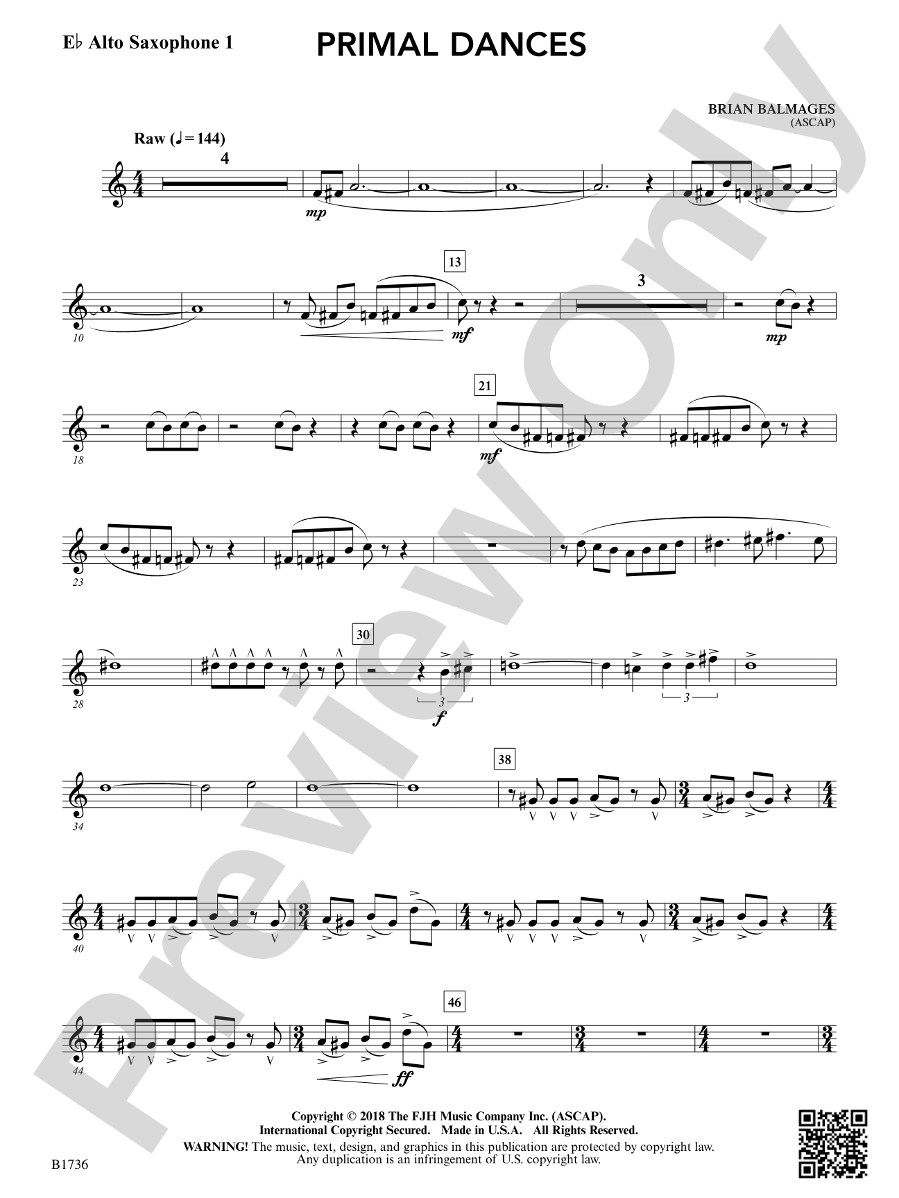 Primal Dances: E-flat Alto Saxophone 1