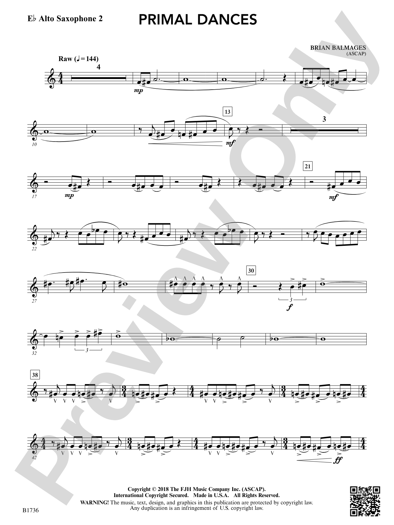 Primal Dances: E-flat Alto Saxophone 2
