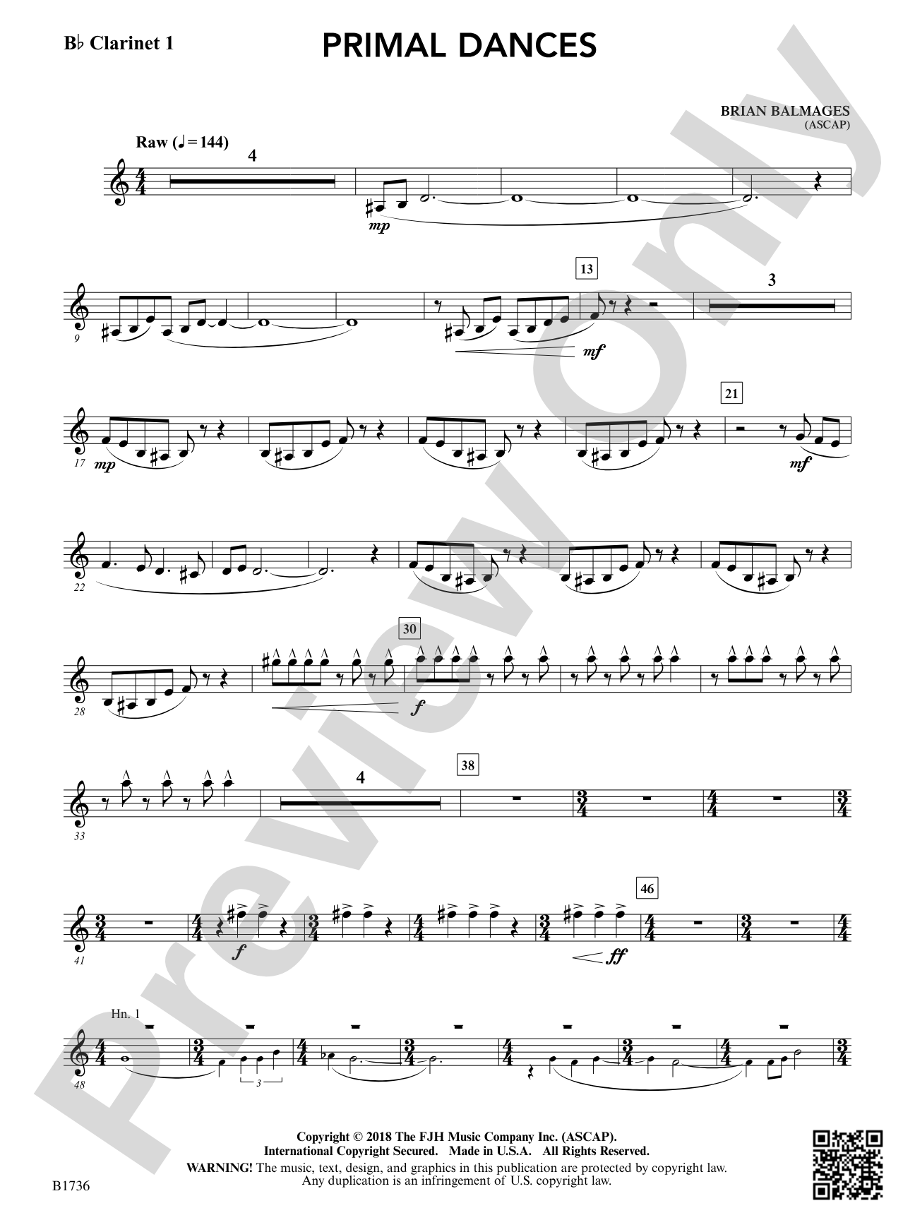 Primal Dances: B-flat Clarinet 1