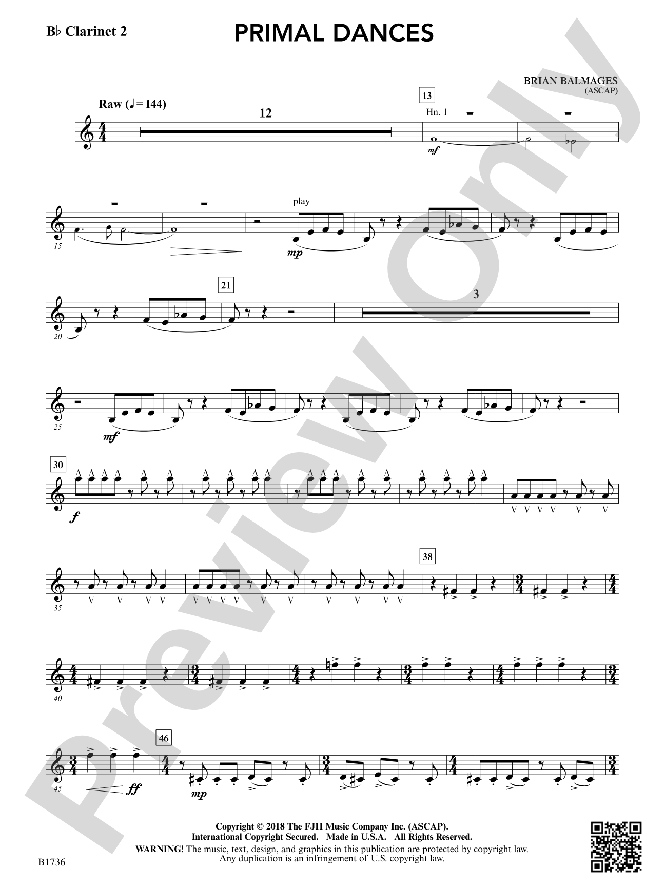 Primal Dances: B-flat Clarinet 2