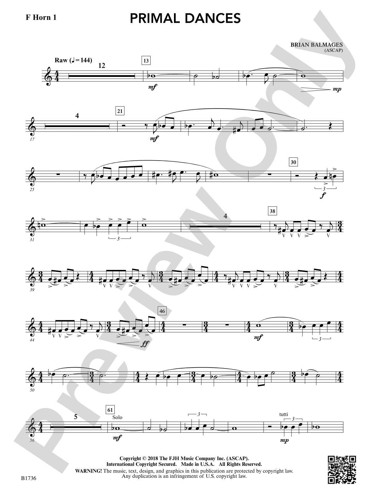 Primal Dances: F Horn 1