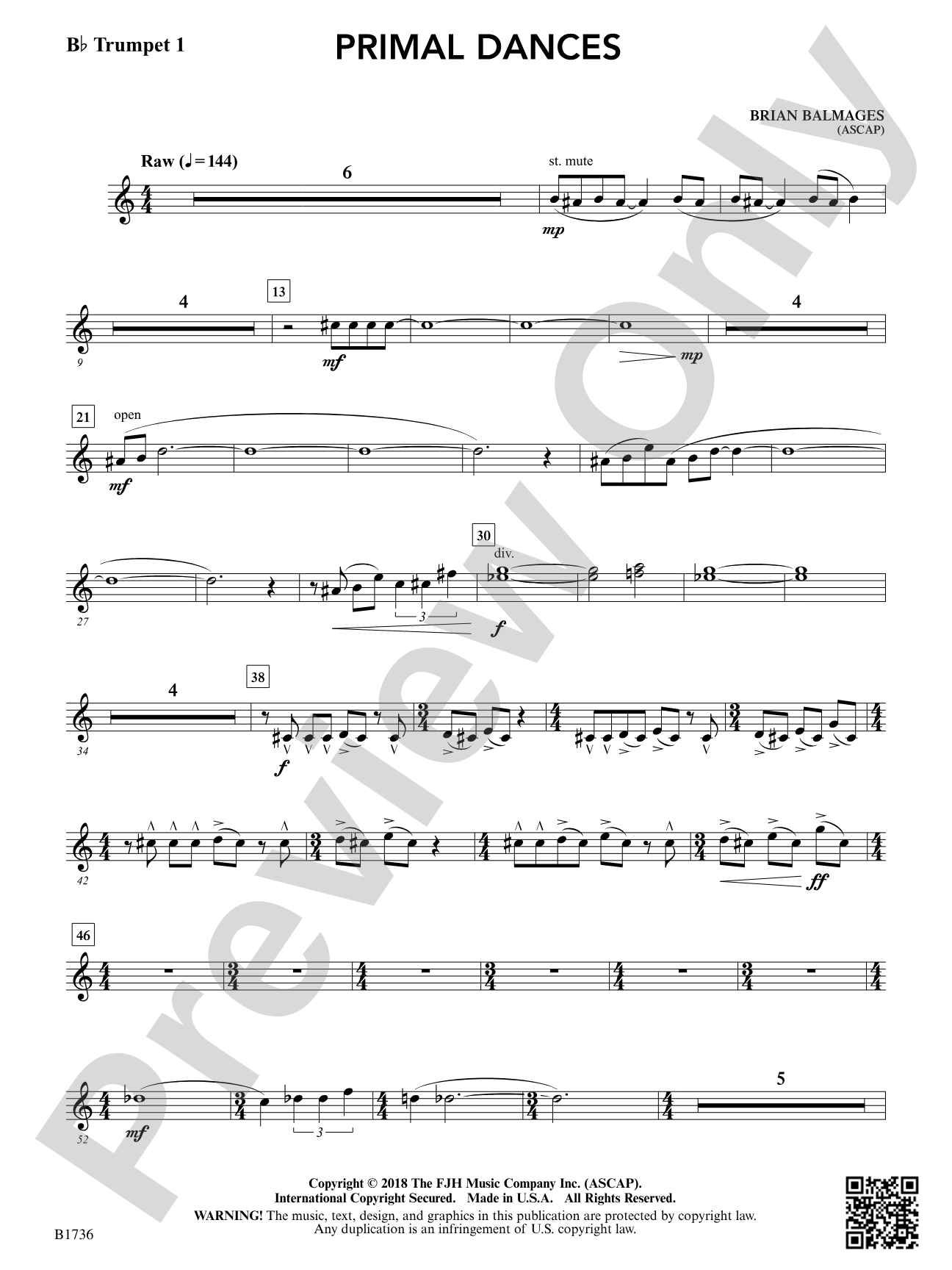 Primal Dances: B-flat Trumpet 1
