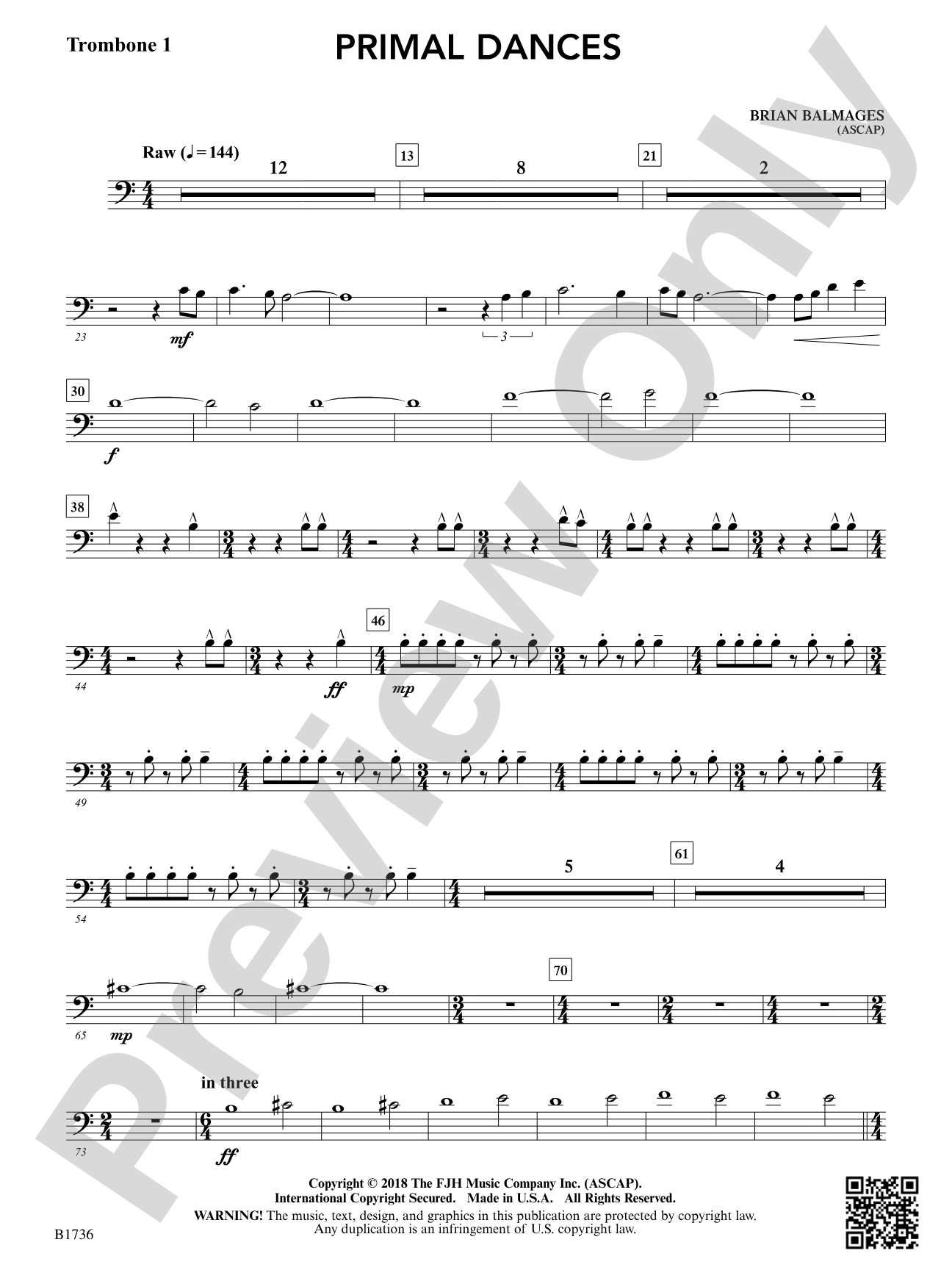 Primal Dances: Trombone 1