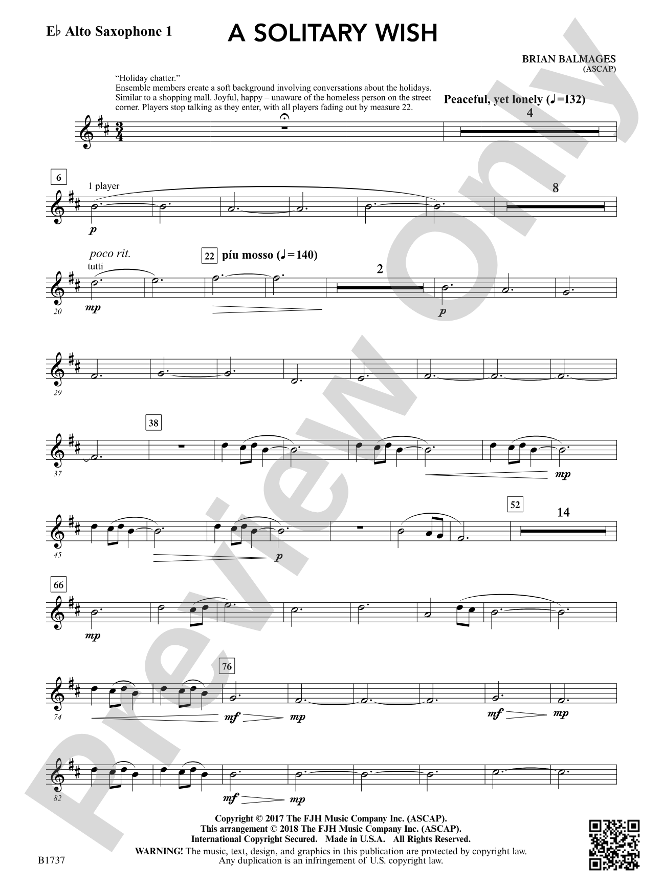 A Solitary Wish: E-flat Alto Saxophone 1