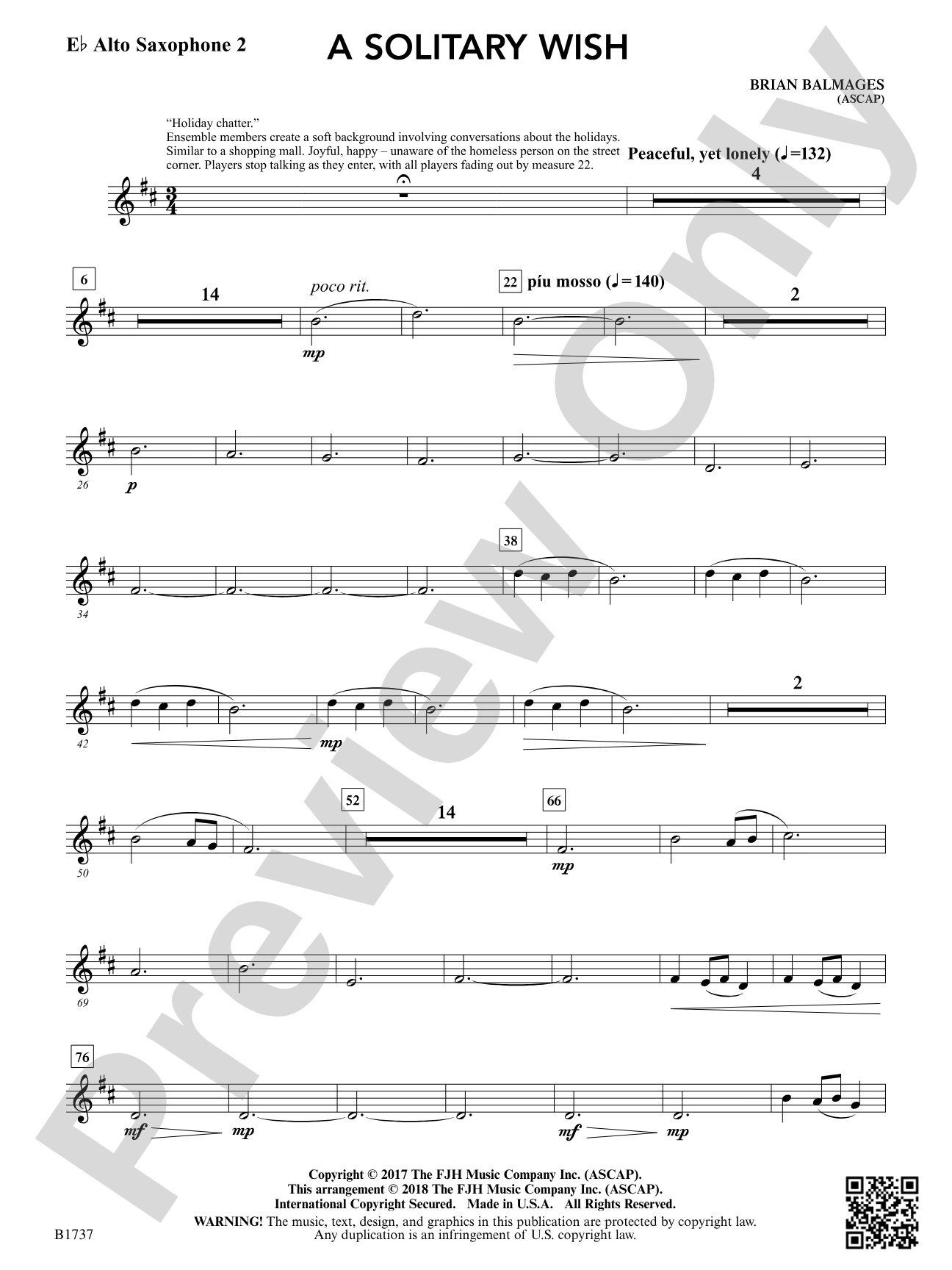 A Solitary Wish: E-flat Alto Saxophone 2