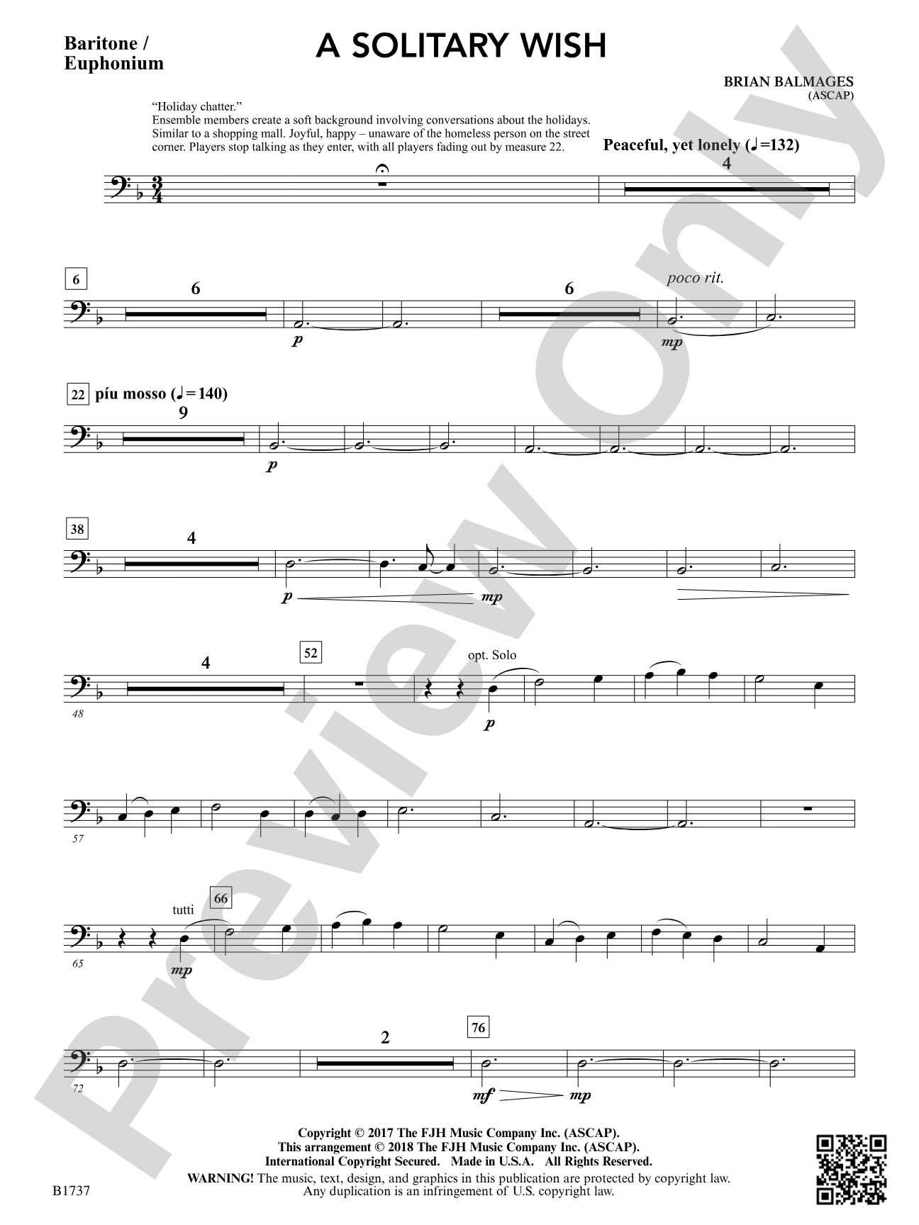A Solitary Wish: Baritone / Euphonium