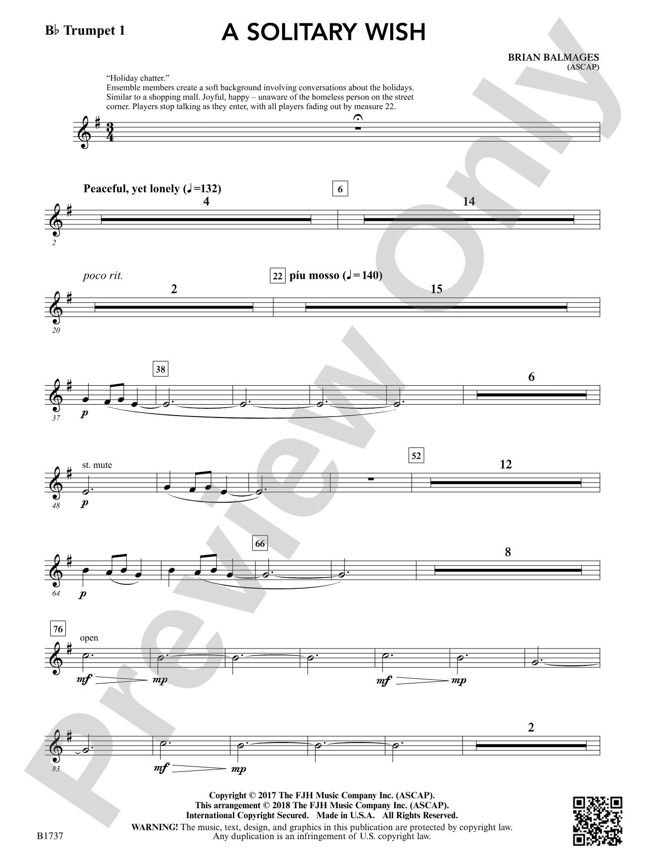 A Solitary Wish: B-flat Trumpet 1